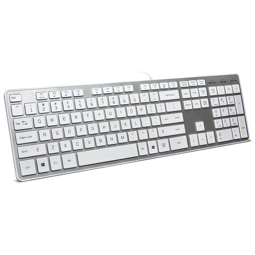 B.FRIENDIT Wired USB Keyboard, Comfortable Quiet Chocolate Keys, Durable Ultra-Slim Wired Computer Keyboard(QWERTY) for PC, Windows 11/10/8/7/XP/Vista KB1430 - Silver