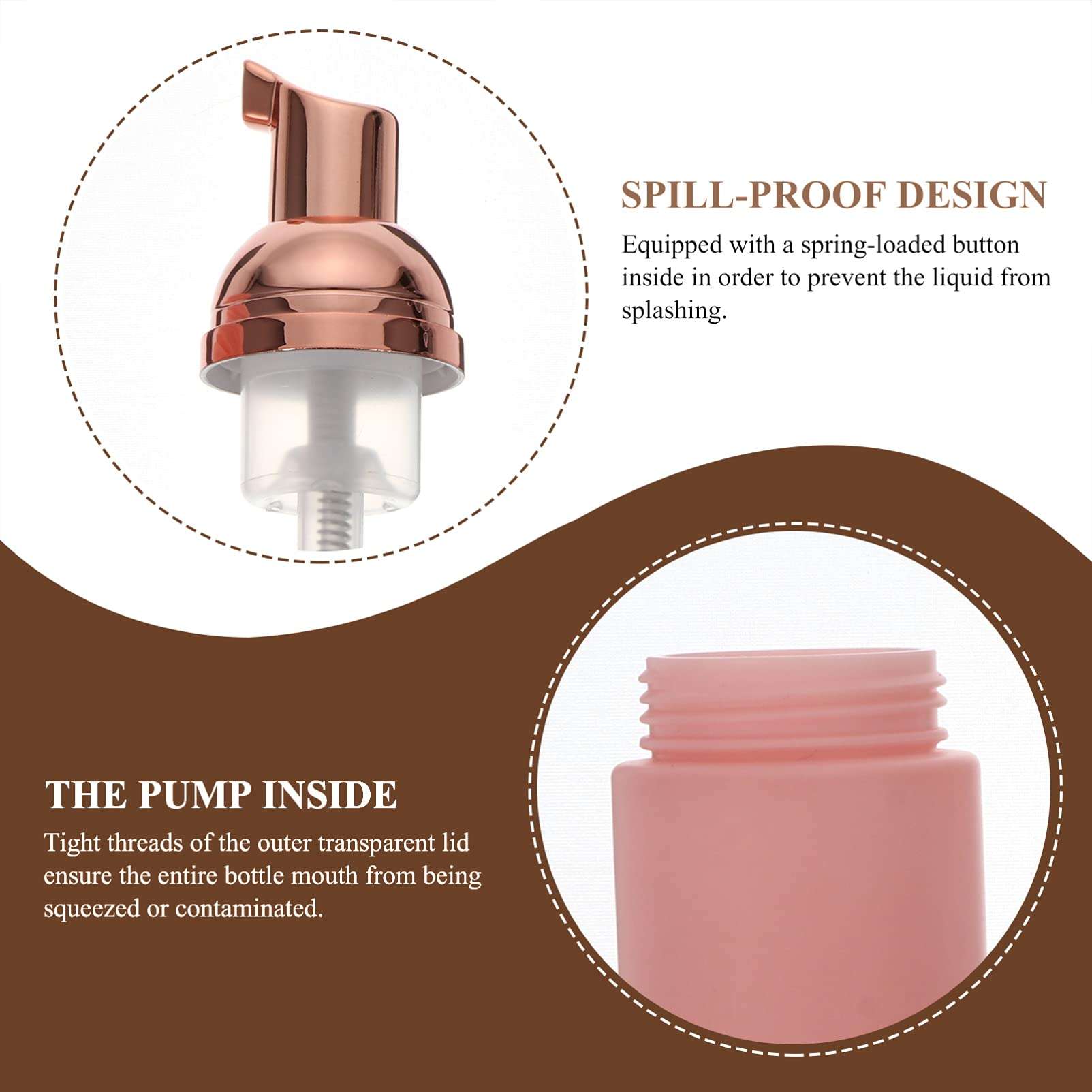 SaditY 3pcs Foam Bottle (Pink Pump), 50ml Foam Pump Bottle, Empty Travel Foaming Lash Shampoo for Cleanser, Dispenser 6