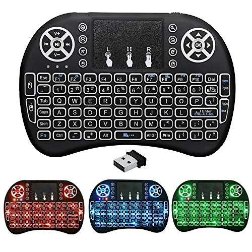 BIFANS 2.4G Mini Wireless Keyboard with Touchpad Mouse, Upgraded Multi BRG Backlight Memory, Portable Wireless Keyboard with USB Receiver Remote Control for Android Smart TV Box Pad Windows Mac 1