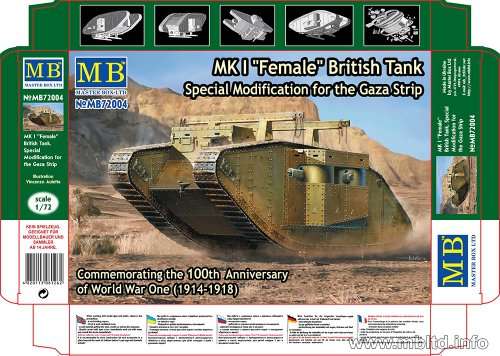 Master Box Models WWI MK I Female British Tank, Special Modification for The Gaza Strip (1/72 Scale)