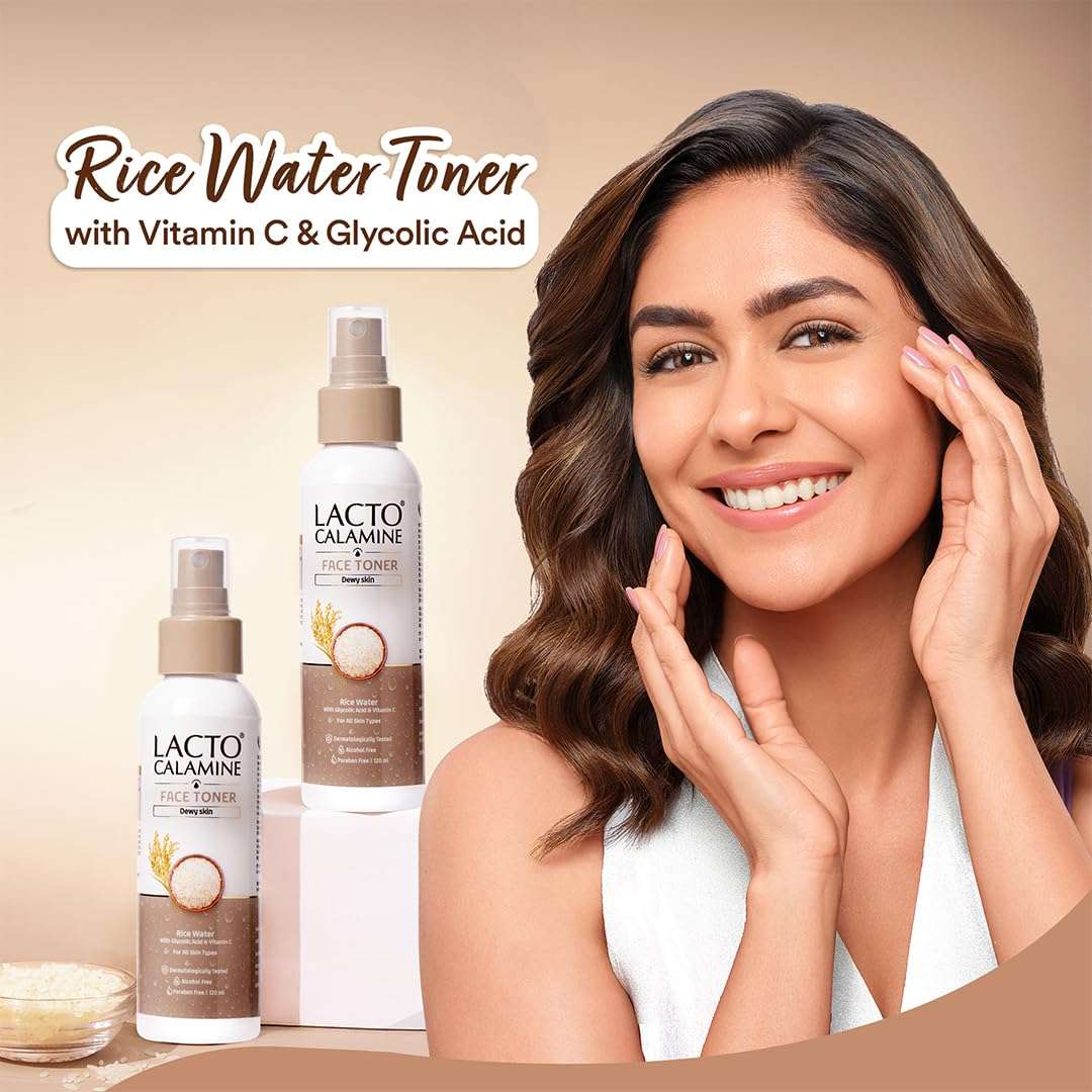 Lacto Calamine Rice Toner | 120ml | Rice Water Toner Korean Skincare for Glass Skin with Vitamin C, Glycolic Acid, Niacinamide | Face Toner for All Skin Types | Dermatologically Tested | Alcohol free 3