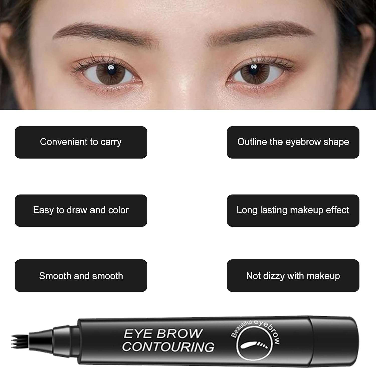 New Eyebrow Pen with a 4 Micro-Fork Tip Creates Flawless Natural Looking Brows, Based on Clear Eyebrow Microblading Pen Waterproof, Long-Lasting, Sweat (Black) 5