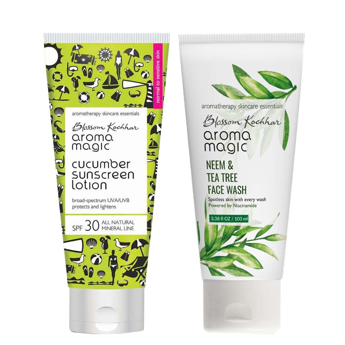 Aroma Magic Cucumber Sun Screen Lotion, SPF 30, 100ml and Aroma Magic Neem And Tea Tree Face Wash, 100ml 1