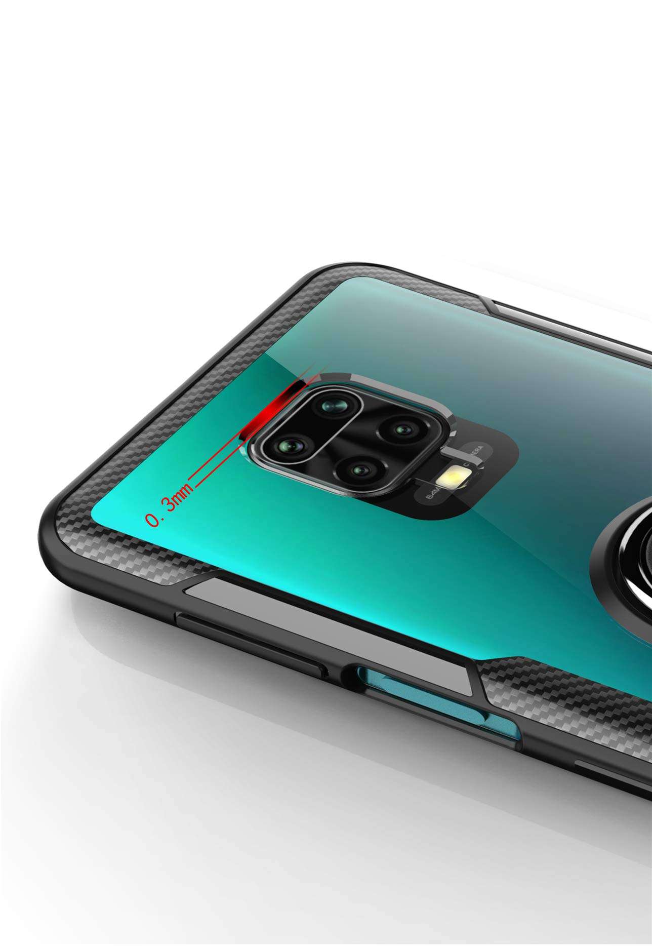 Xiaomi Redmi Note 9s Case,360° Rotating Ring Kickstand Protective Case,Silicone Soft TPU Shockproof Protection Thin Cover Compatible with[Magnetic Car Mount] for Xiaomi Redmi Note 9 Pro(Black/black) 5