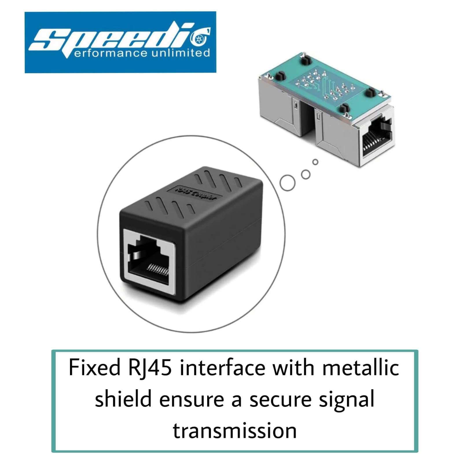 Speedio Metal RJ45 Ethernet Coupler – Rj45 Connector for Cat6, Cat5e, Cat5 Cables – Female to Female, High-Speed LAN Cable Extender, LAN Jointer or Rj45 Jointer 6