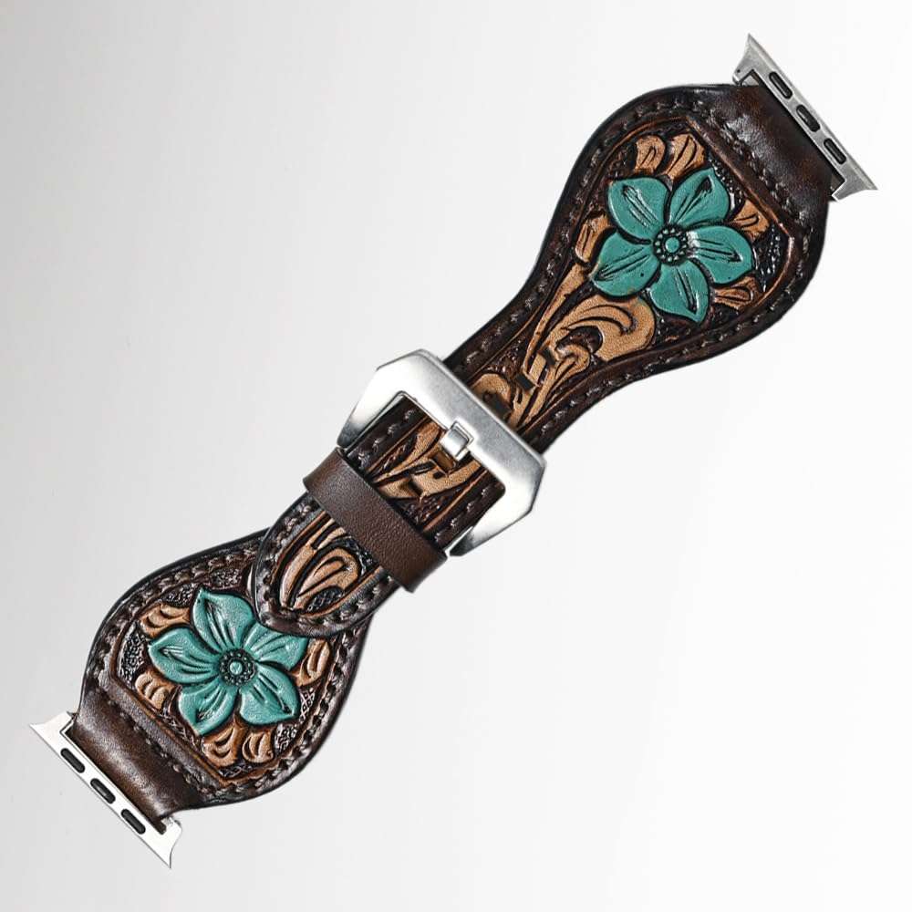 American Darling Floral Hand Tooled I watch Men Women Genuine Leather Strap 3