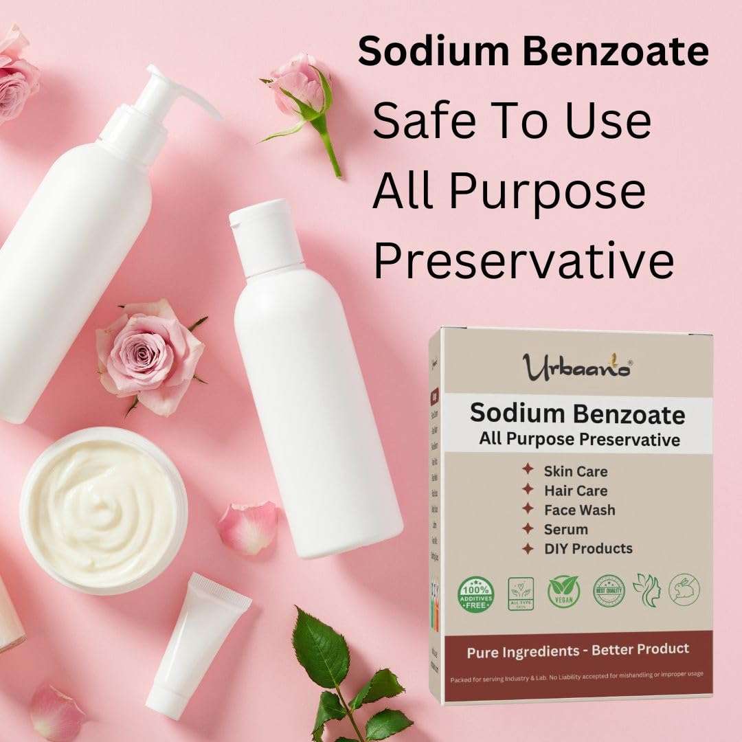 Urbaano Herbal Sodium Benzoate Preservative powder - 200gm For Soap Making, Shampoo, Cosmetics, Lotion, DIY Personal Care & Herbal products for Face, Hair, Skin & Body (100g X 2) 3