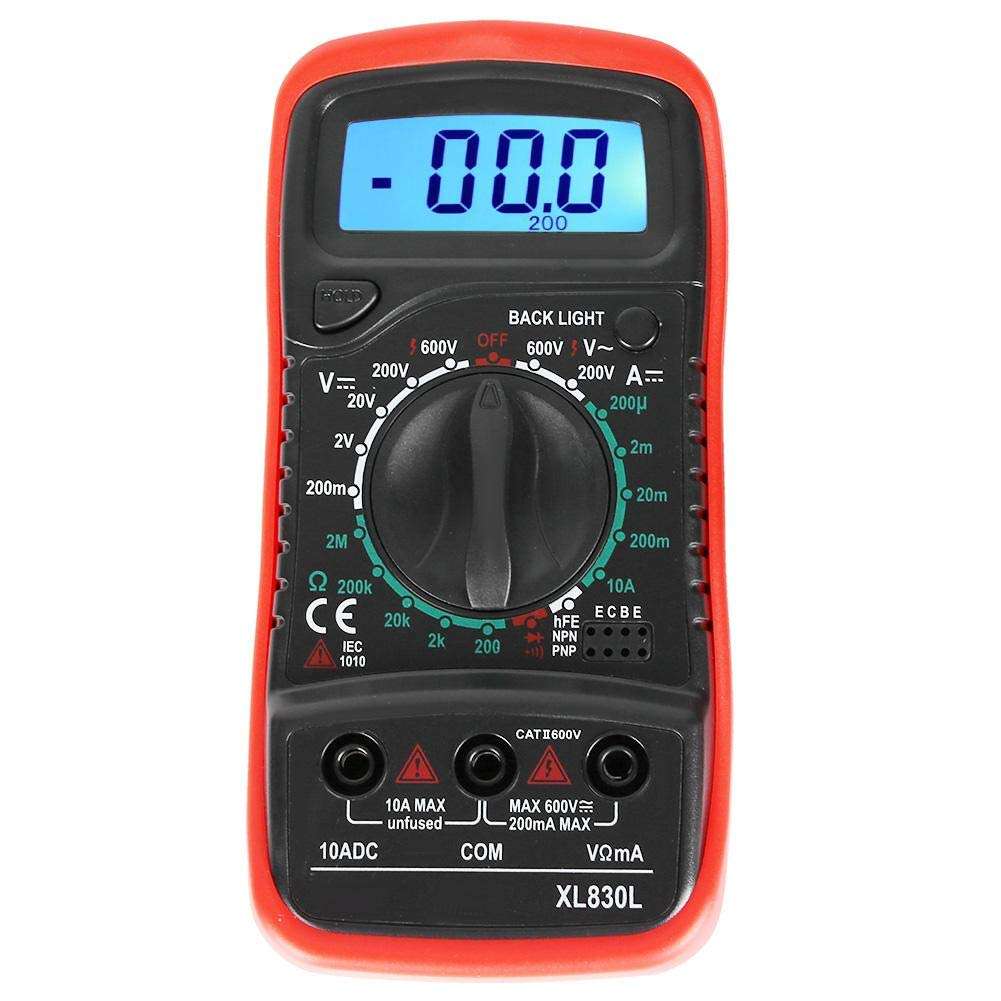 Digital Multimeter, LCD Backlight Display Handheld Voltmeter Ammeter Overload Protection Ohmmeter Current Voltage Tester Measure AC/DC Voltage, DC Current, Resistance, Diode, Triode(Red) 1