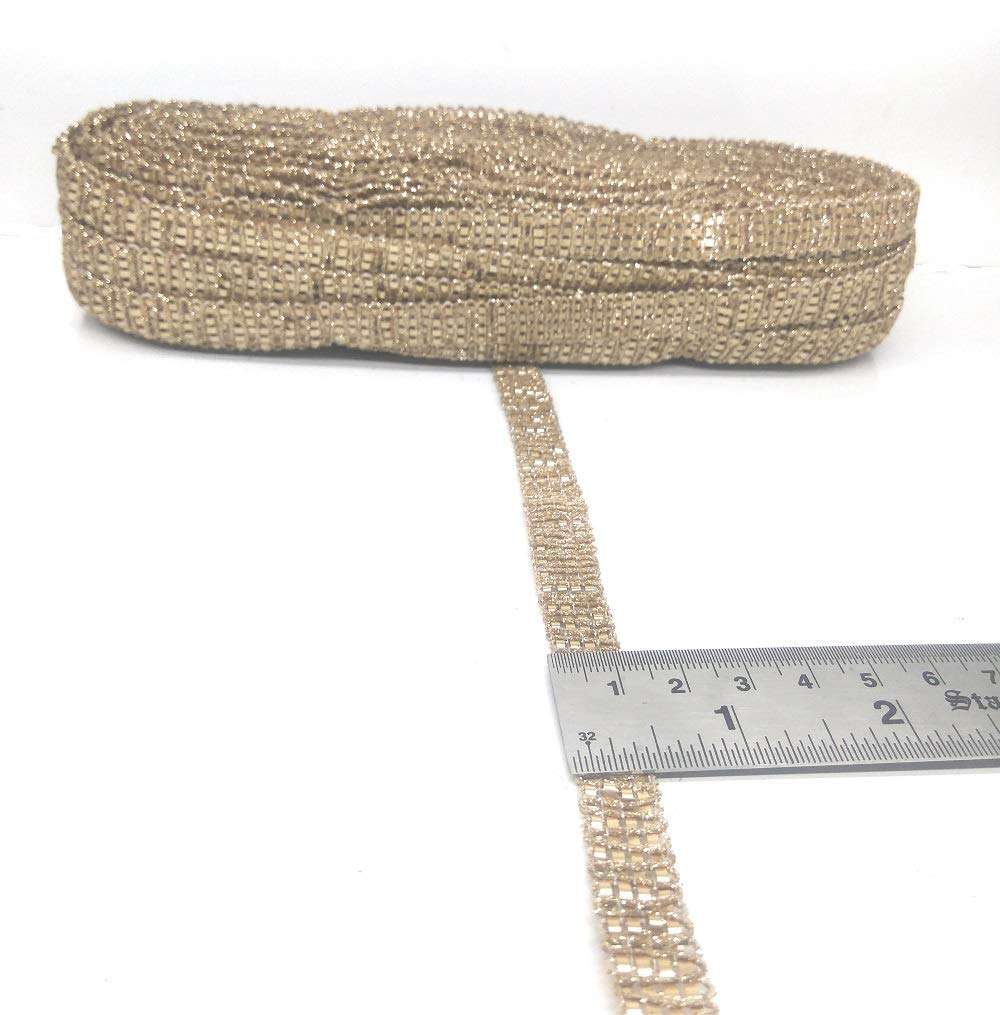 Crisskross Chandnibazar Gotta Lace Border Tassels Fringe, Zari Lace for Dress/Sarees/Lehenga/Suits/Blouses and Craft 27 mtrs.