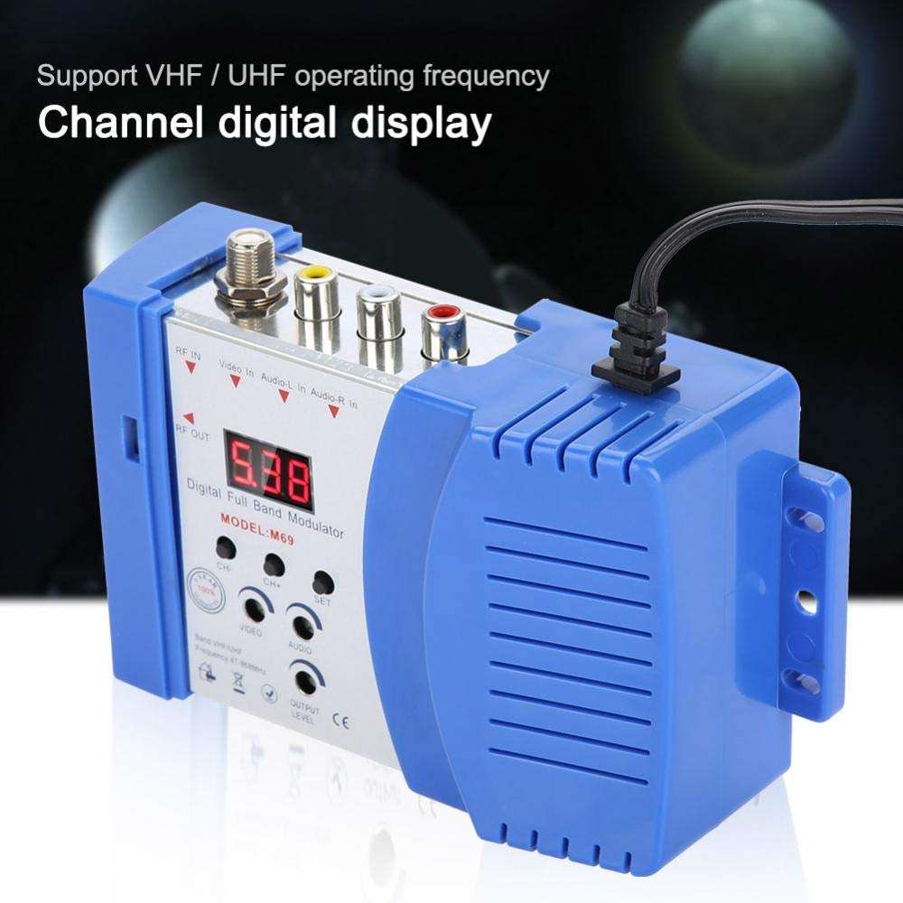 Digital RF Modulator Audio Video AV inputs into RF & TV Output AV RF AV TV Converter, VHF UHF Amplifier for Satellite Receivers, Video Cameras, Game Consoles, CCD Cameras US 3