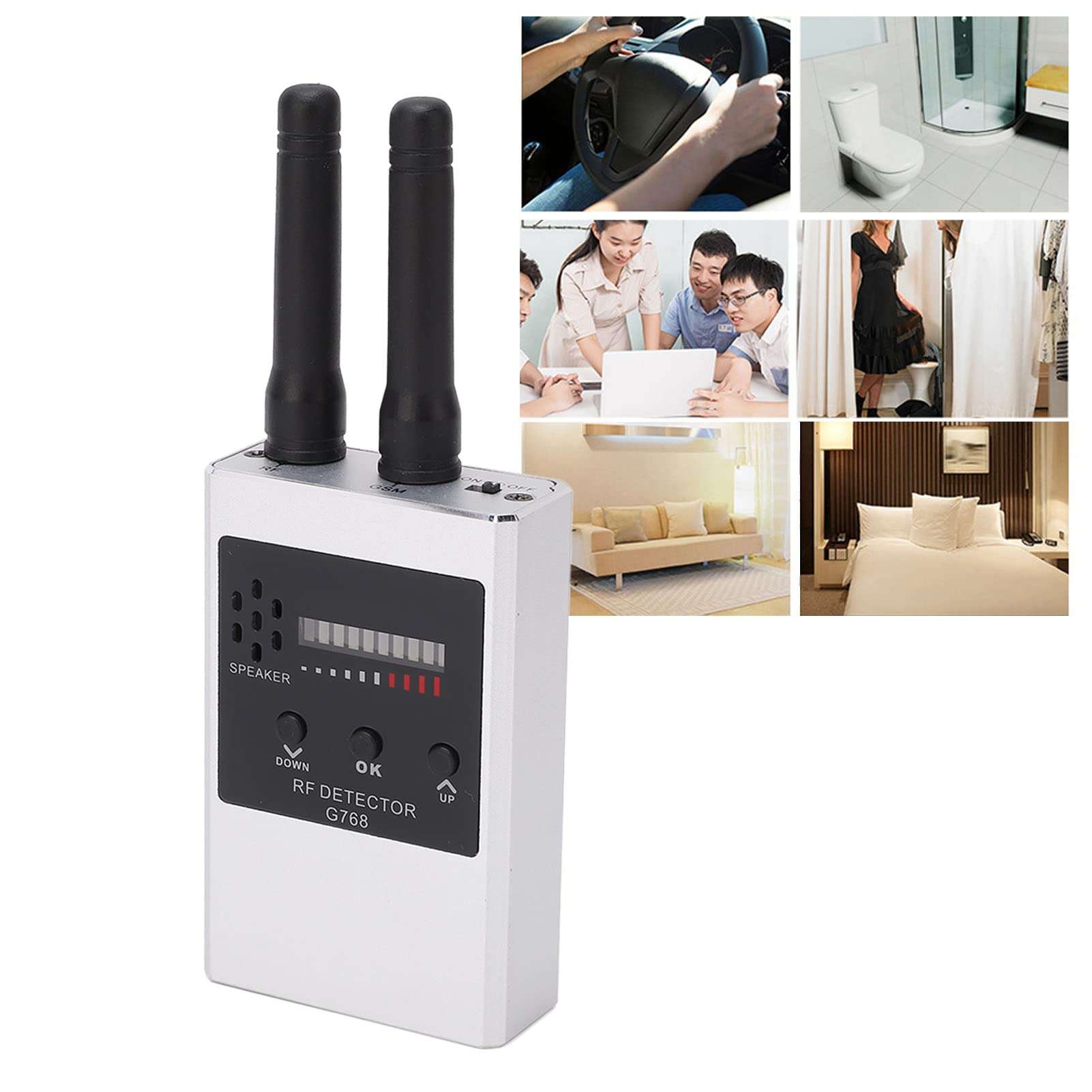 Camera Detector, Multiple Detection Modes Rechargeable Battery Bug Detector Sensitive Accurate Easy to Operate for Meeting Room(Silver) 4