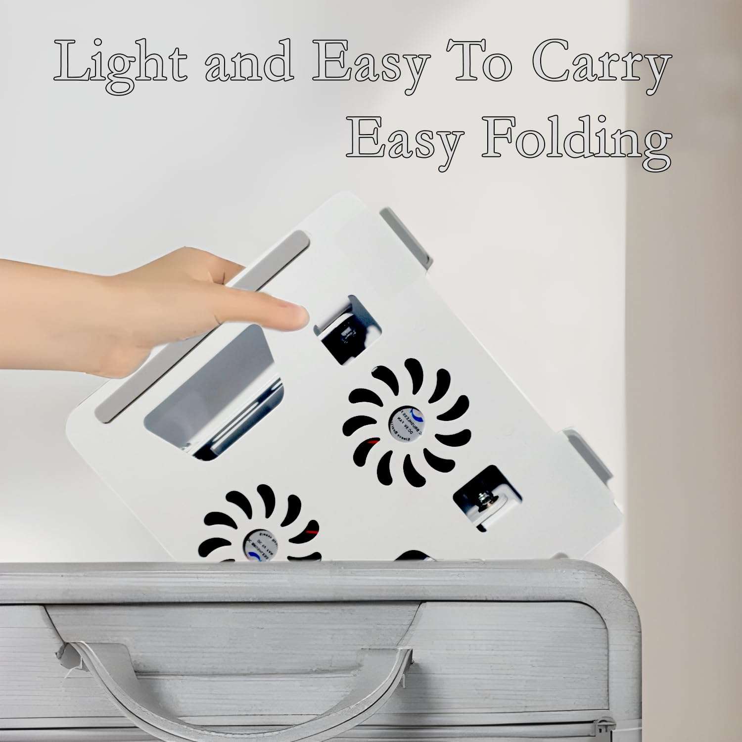 TEESTA Smart Design 360° Rotating Base Laptop Stand Portable 10-17.3inch Laptops Metal & Silicone Table Top Stand with Silent Cooling Double Fan Design Desk Adjustable Height (White,1-Pcs) 6