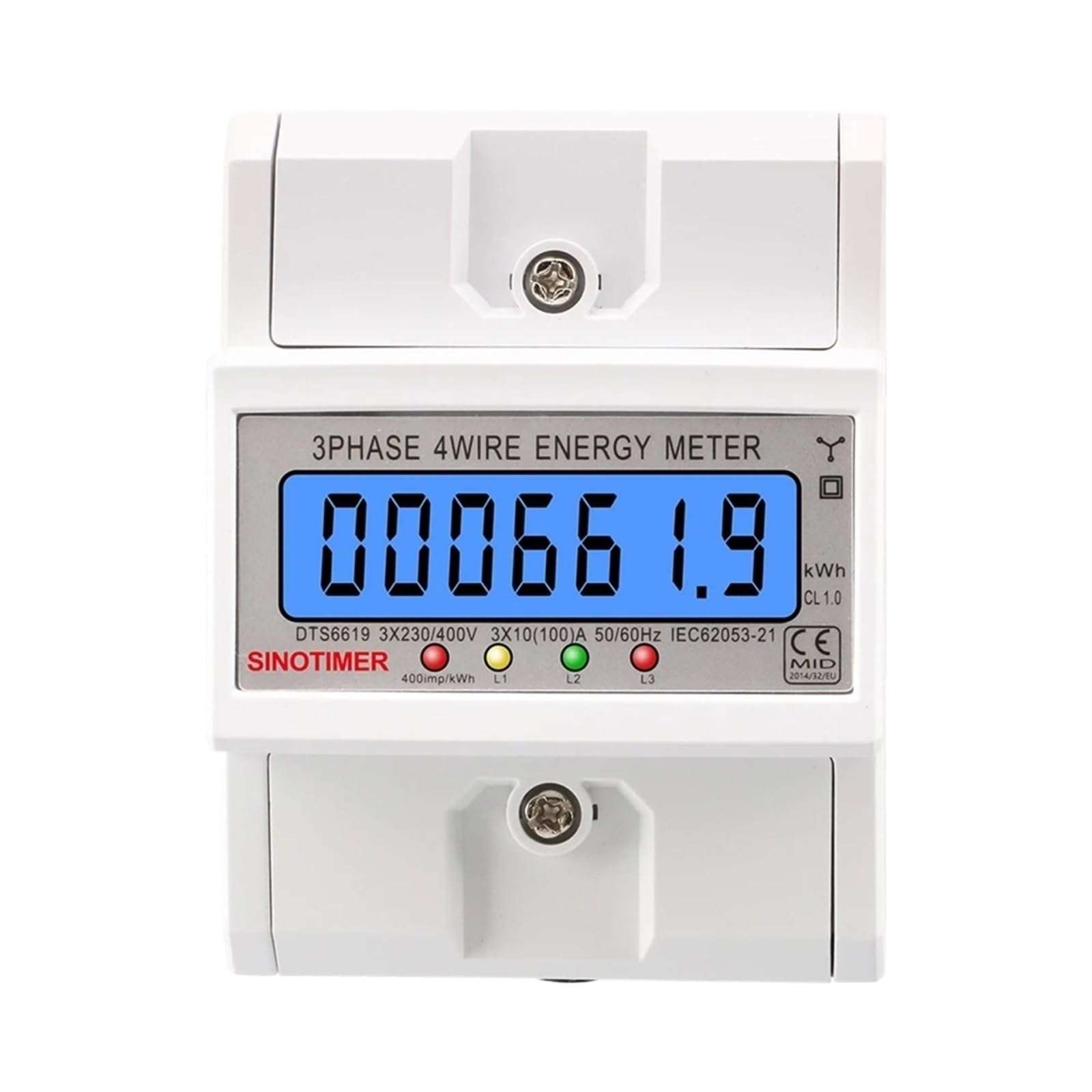 230/400V 100A LCD Digital Display Multimeter Backlight Power Meter Energy Meter Smart Electric Meter 3 Phase Wattmeter Kwh Meter(220V with WhiteShell) 1