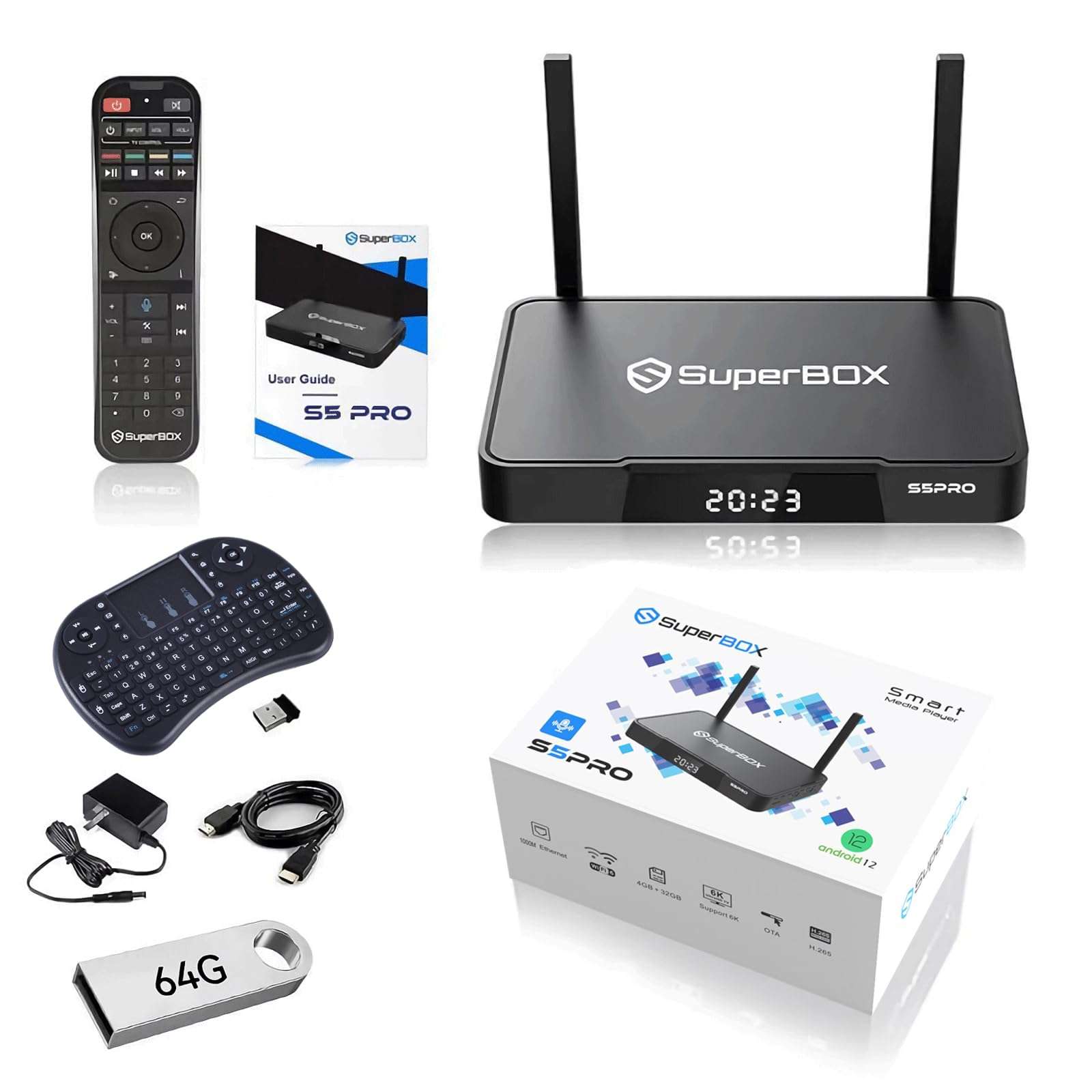 New S5 por Super Bundle Box 12.0 Android Intelligent System 4G + 32G Self-contained Memory (with Keyboard Remote Control *1 64G Mobile USB Flash Drive *1 Instruction Manual *1 HD Cable *1) 1