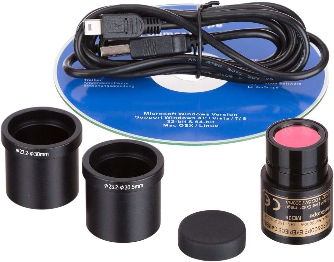 AmScope SE305R-A-E Digital Forward-Mounted Binocular Stereo Microscope, WF10x Eyepieces, 10X/30X Magnification, 1X and 3X Objectives, Upper and Lower Halogen Light Source, Arm Stand, 120V, Includes 0.3MP Camera and Software 5