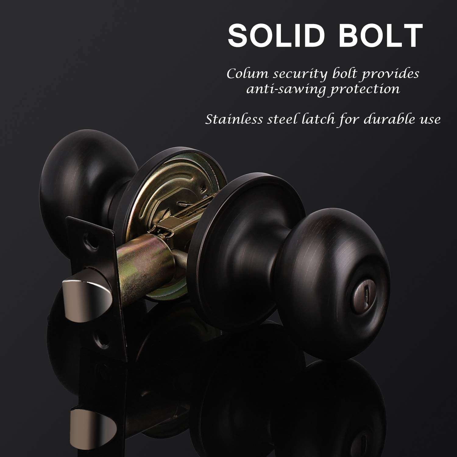 KNOBWELL 3 Pack Privacy Door Knob Locking Door Knobs, Bedroom Door Knobs with Lock, Oval Style, Privacy Door Knob for Bed or Bath Function Interior Door Use, Oil Rubbed Bronze 6