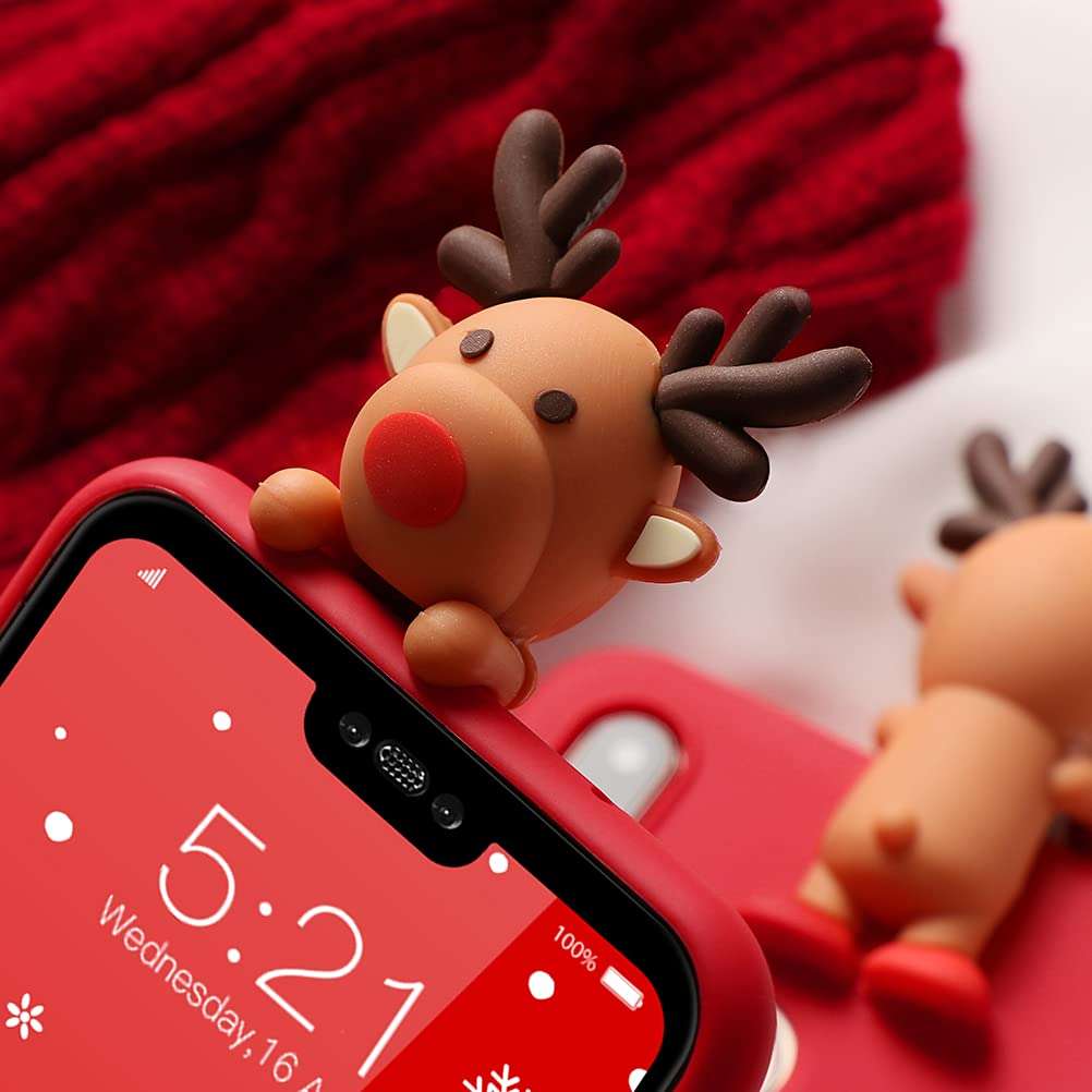 Eouine Christmas Case for Samsung Galaxy A30 [6.4"] Xmas Red Silicone Phone Case with 3D Deer Doll & Pattern,Anti-Scratch Shockproof Soft Bumper Cover for Samsung A30 5