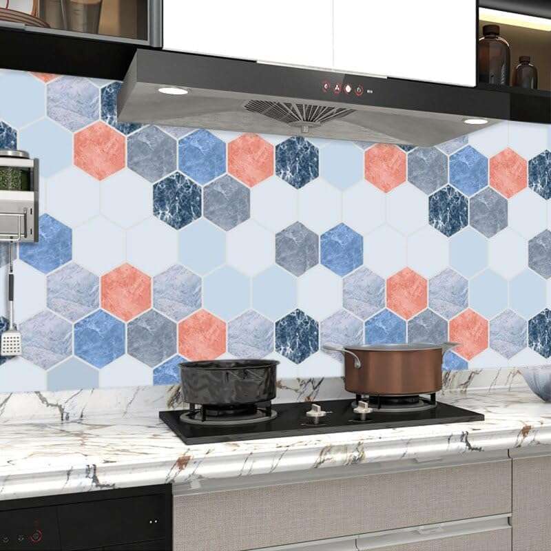 practicalws Paper Counter Top Covers Peel and Stick Wallpaper Waterproof Removable Wall Paper Self Adhesive Film for Kitchen Countertops Cabinet Cupboard [Hexa Pattern] 5