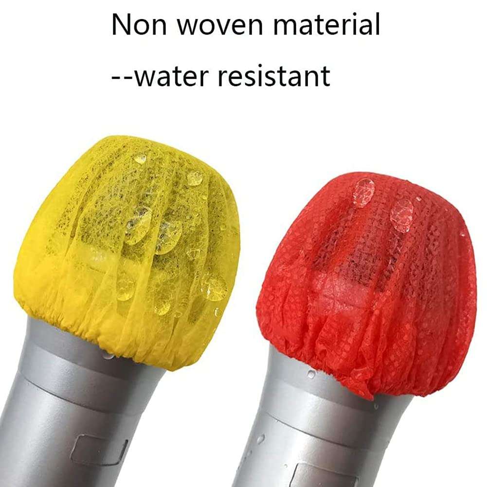 RuiJOTWAT 120Pcs Disposable Microphone Covers Non-Woven Handheld Mic Cover Windscreen Protective Cap Red and yellow 4