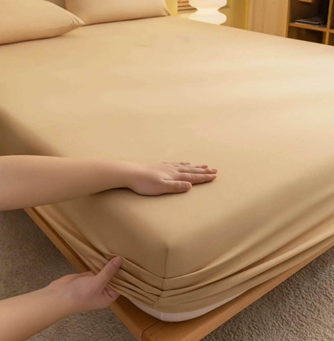 Kitten Bite Cotton Feel Terry 78x72 inch Ultra Soft Waterproof Mattress Protector King Size | Breathable Hypoallergenic Mattresses Cover for King Size Bed (Beige)