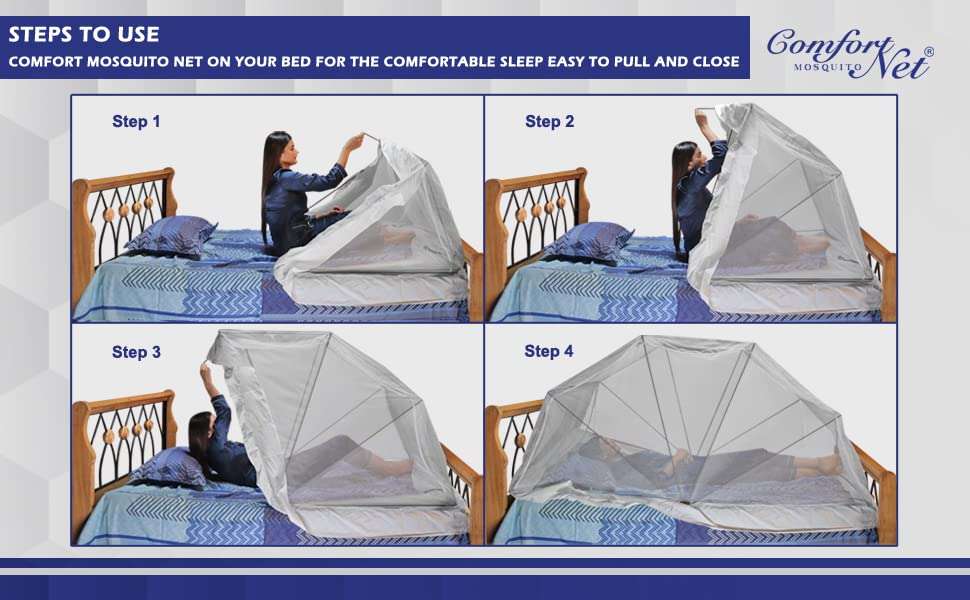 Comfort Mosquito Net- 6 x 7 Ivory (Foldable Large usable on Floor / Ground / Terrace) 3