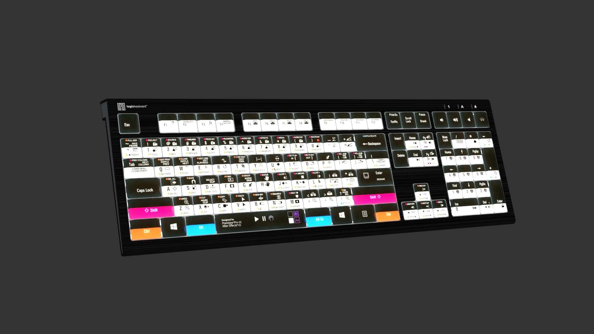 Logickeyboard Backlit 'Astra2' Filmmaker Keyboard • Combo-Designed for Both Adobe Premiere Pro & After Effects on Windows PC • p/n LKB-AEPP-A2PC-US 4