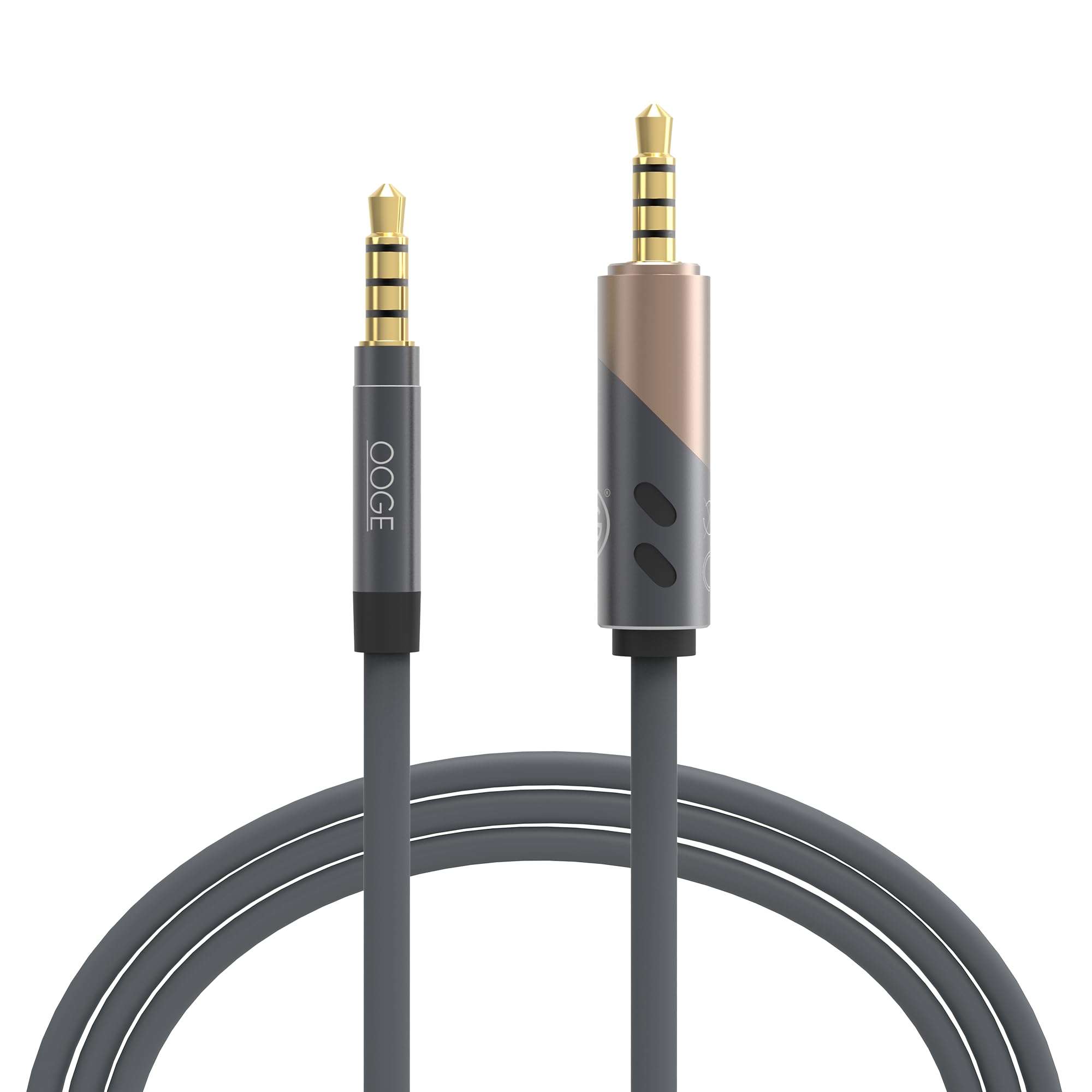OOGE FUSE 200 AUX Cable - 3.5mm Stereo Audio Cable with 360° Rotating Head, Metal Caps, Mic & HD Call Support, 1.5 Meter Length, Sound Pulse Technology for Universal Compatibility 1