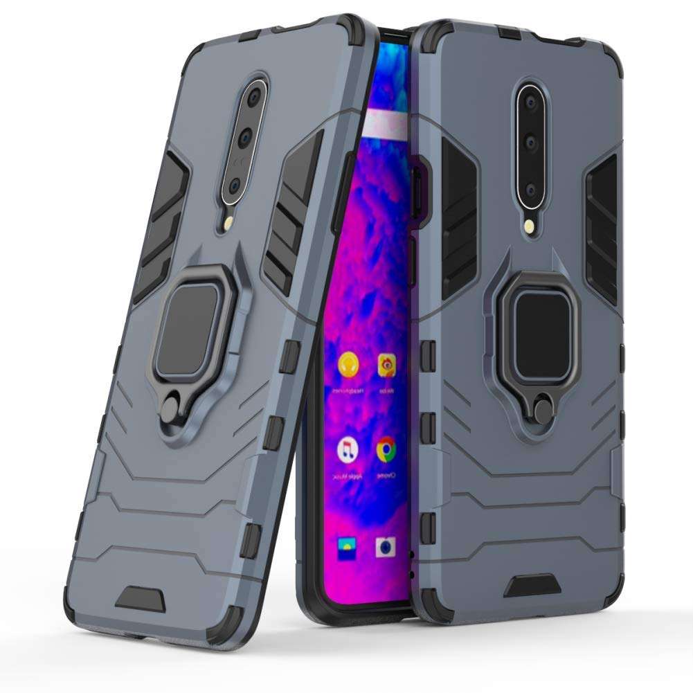 Case for OnePlus 7 Pro DWaybox Ring Holder Iron Man Design 2 in 1 Hybrid Heavy Duty Armor Hard Back Case Cover Compatible with OnePlus 7 Pro 6.67 Inch (Dark Blue) 1