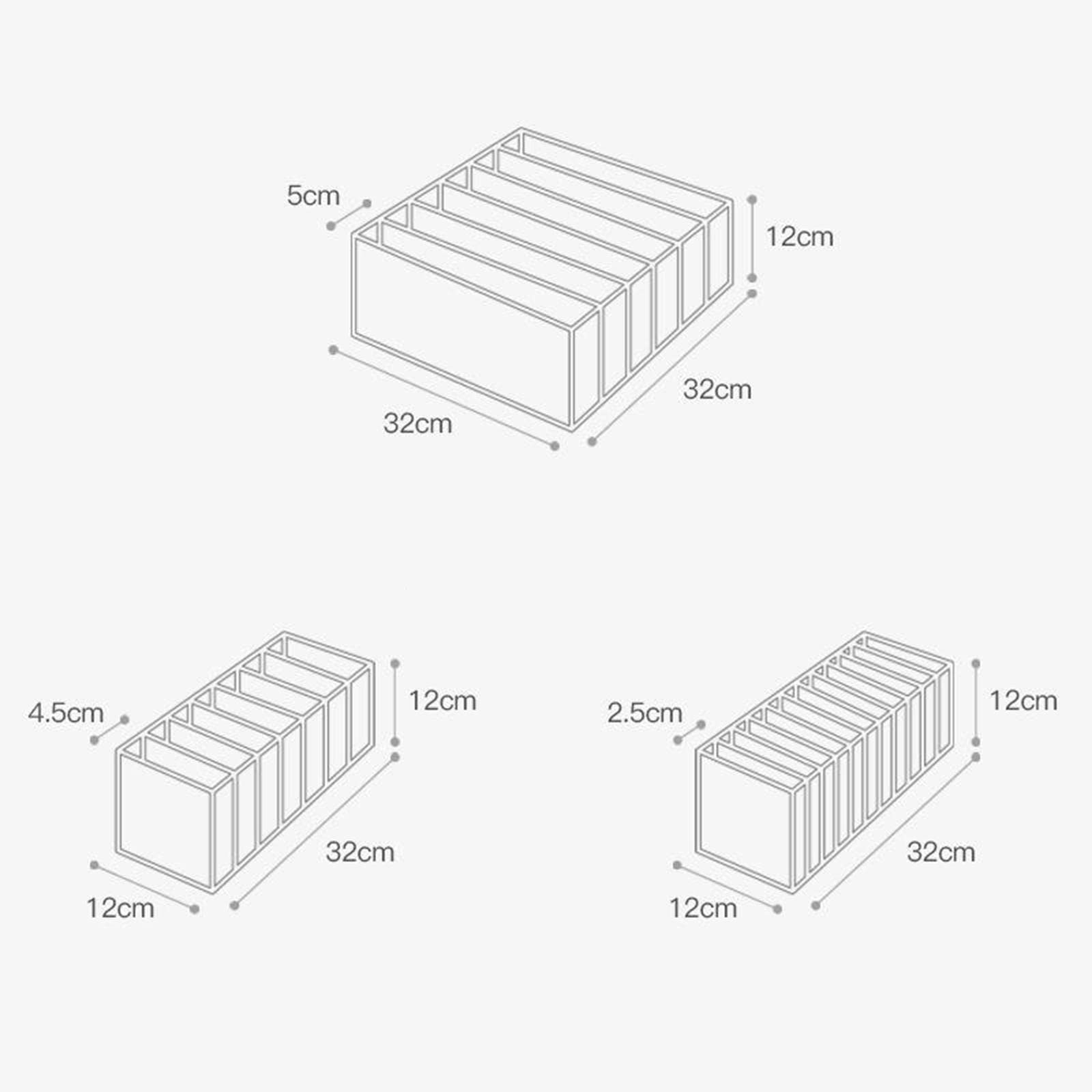 Foldable Underwear Organizer Panties Bra Drawer Storage Box 3pcs Gray 3