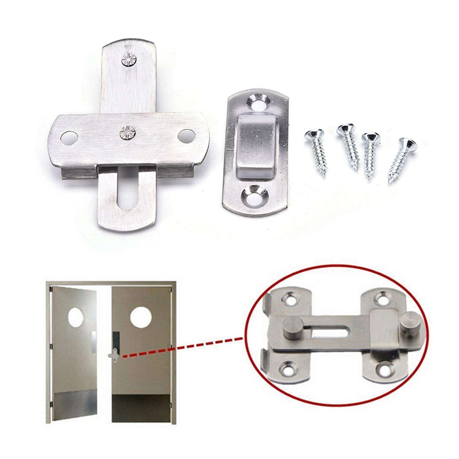 KJBGS Door Hardware One Set Stainless Steel Gate Door Bolt Latch Slide Lock Hardware + 4pcs Screw for Home Safety Door Bolts Set Multi-Purpose Door Hardware Tools Door Replacement 5