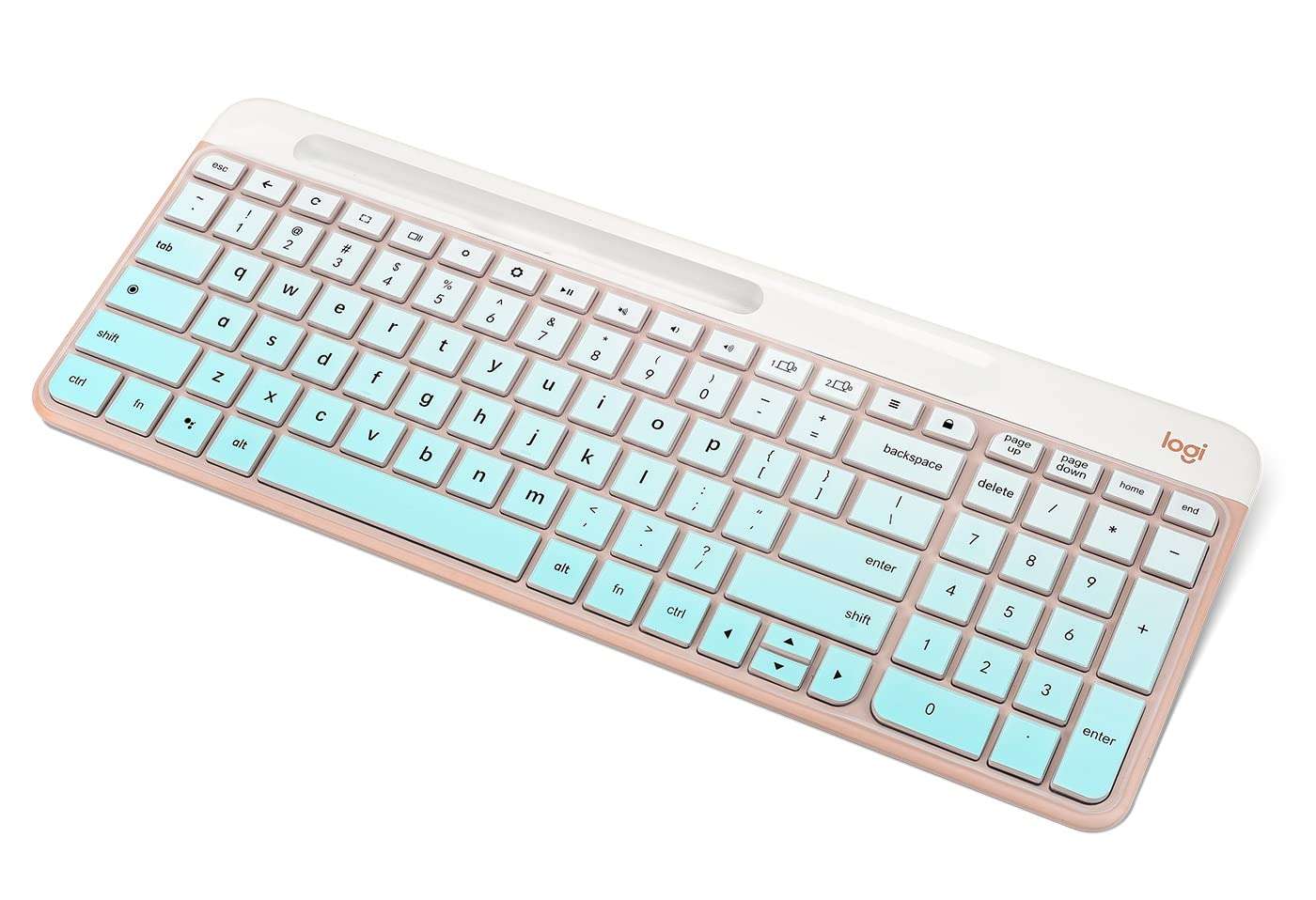 Keyboard Cover Skin Compatible with Logitech K585 Slim Wireless Keyboard, Logitech K585 Multi-Device Bluetooth Keyboard Protector - Gradual Mint 1