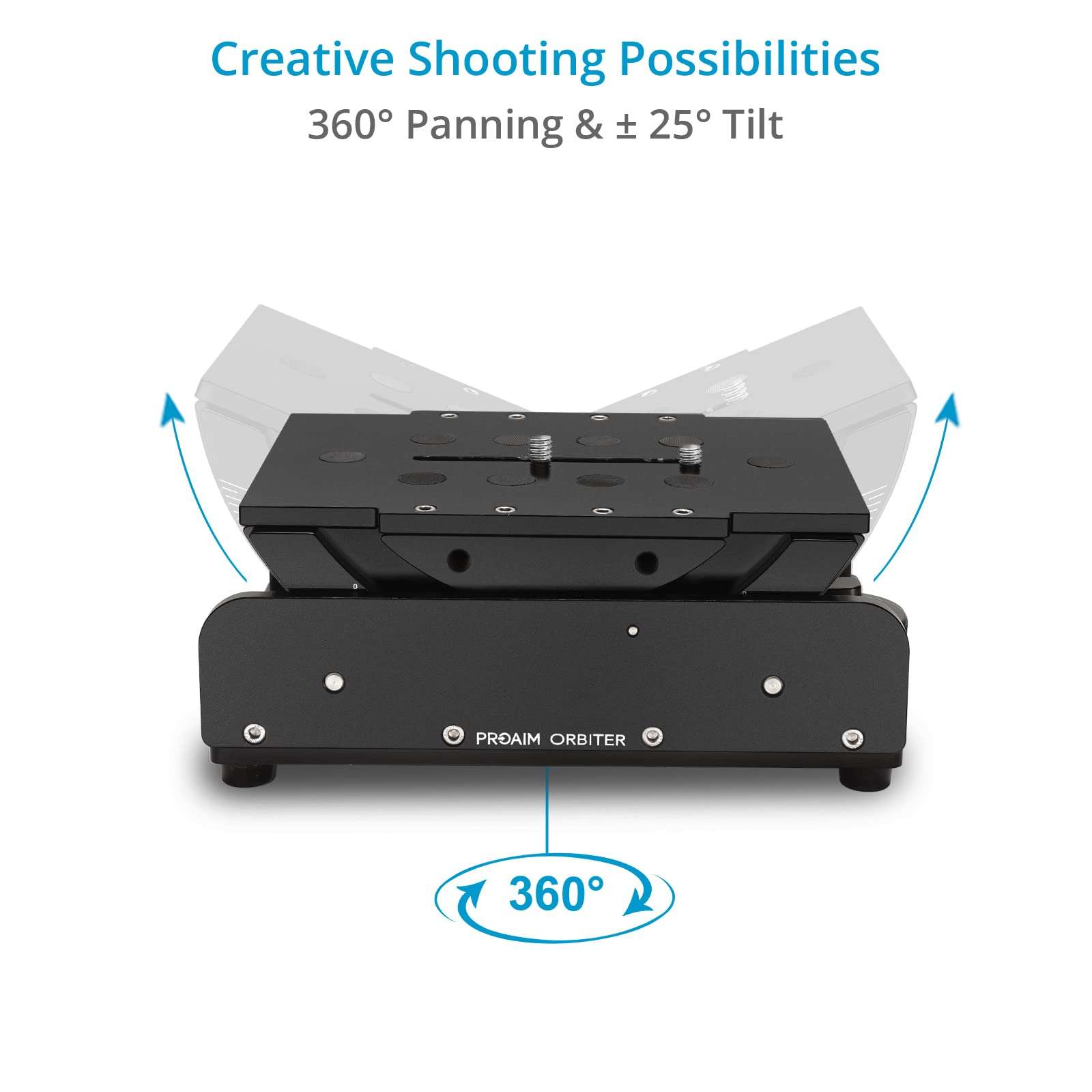 PROAIM Orbiter Pan & Tilt Video Tripod Head for Heavy Cameras. Offers Panning 360° & Tilt 25° Range. Payload up to 85kg/187lb. (VH-OBTR-01) 3