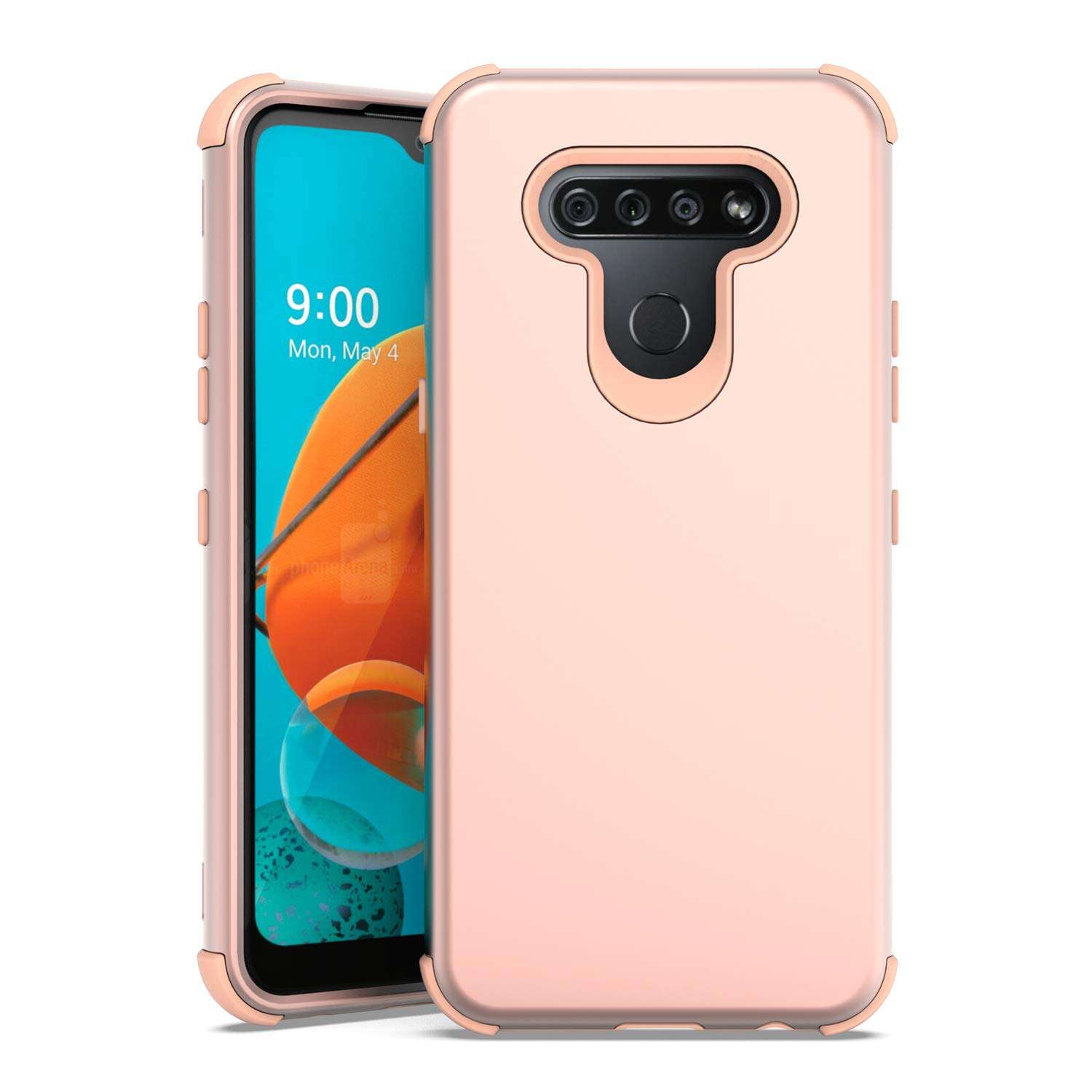 EnCASEs 3 in 1 Full Body Armor Cell Phone Case for LG K51/Q51/LG Reflect, Heavy Duty Front & Back Hybrid Case, Shockproof Bumper Case Cover, Rose Gold 6