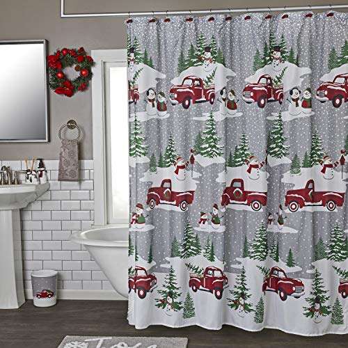 SKL HOME by Saturday Knight Ltd. Snowy Truck Shower Curtain and Hook Set, Multi 4