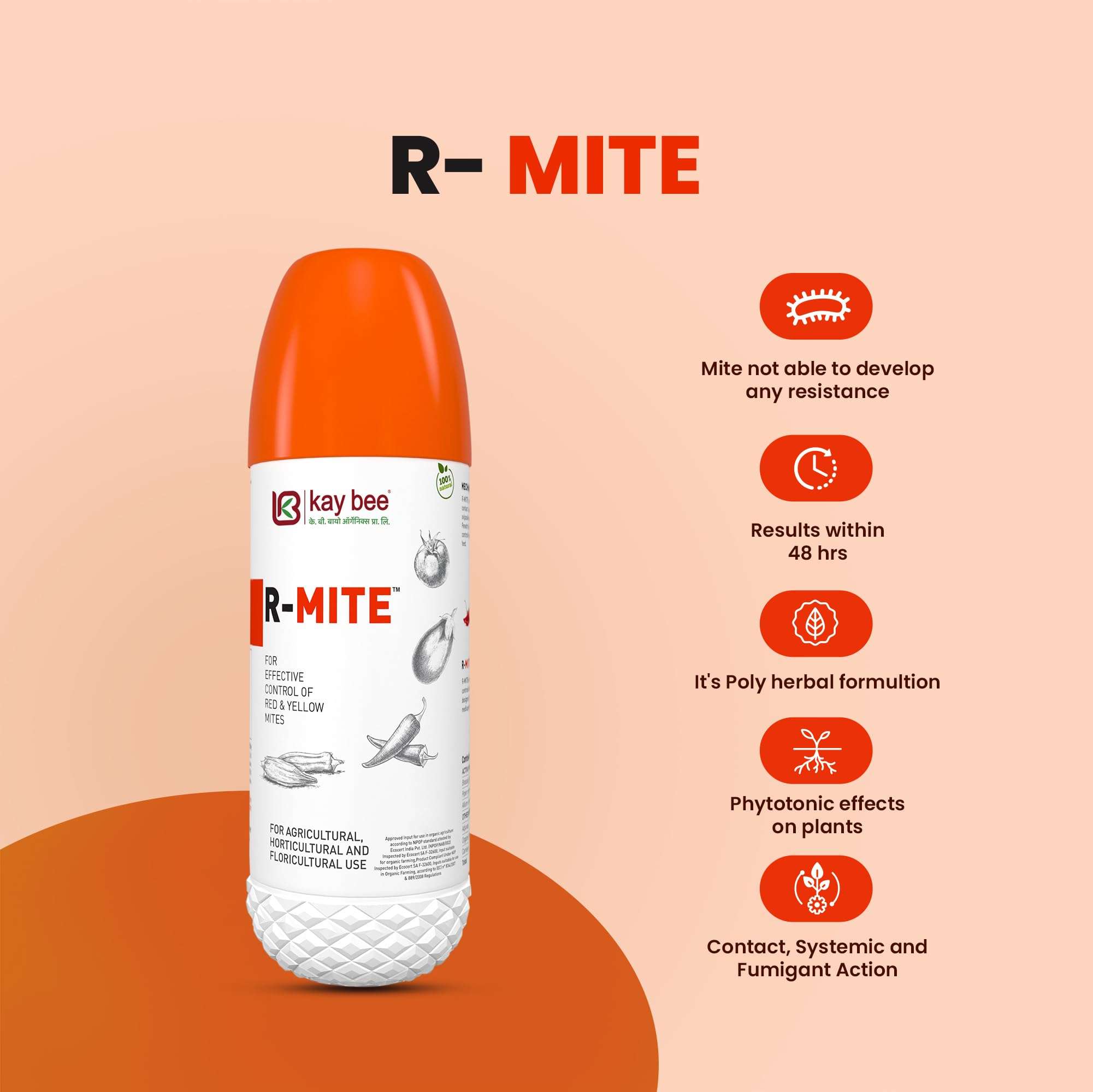 Kay Bee R-Mite | Red Mite Controls Insect for Agriculture, Farming | Red Mite and Yellow Mite Controls in Crops | Acaricide for Plants - 5 Litre 6