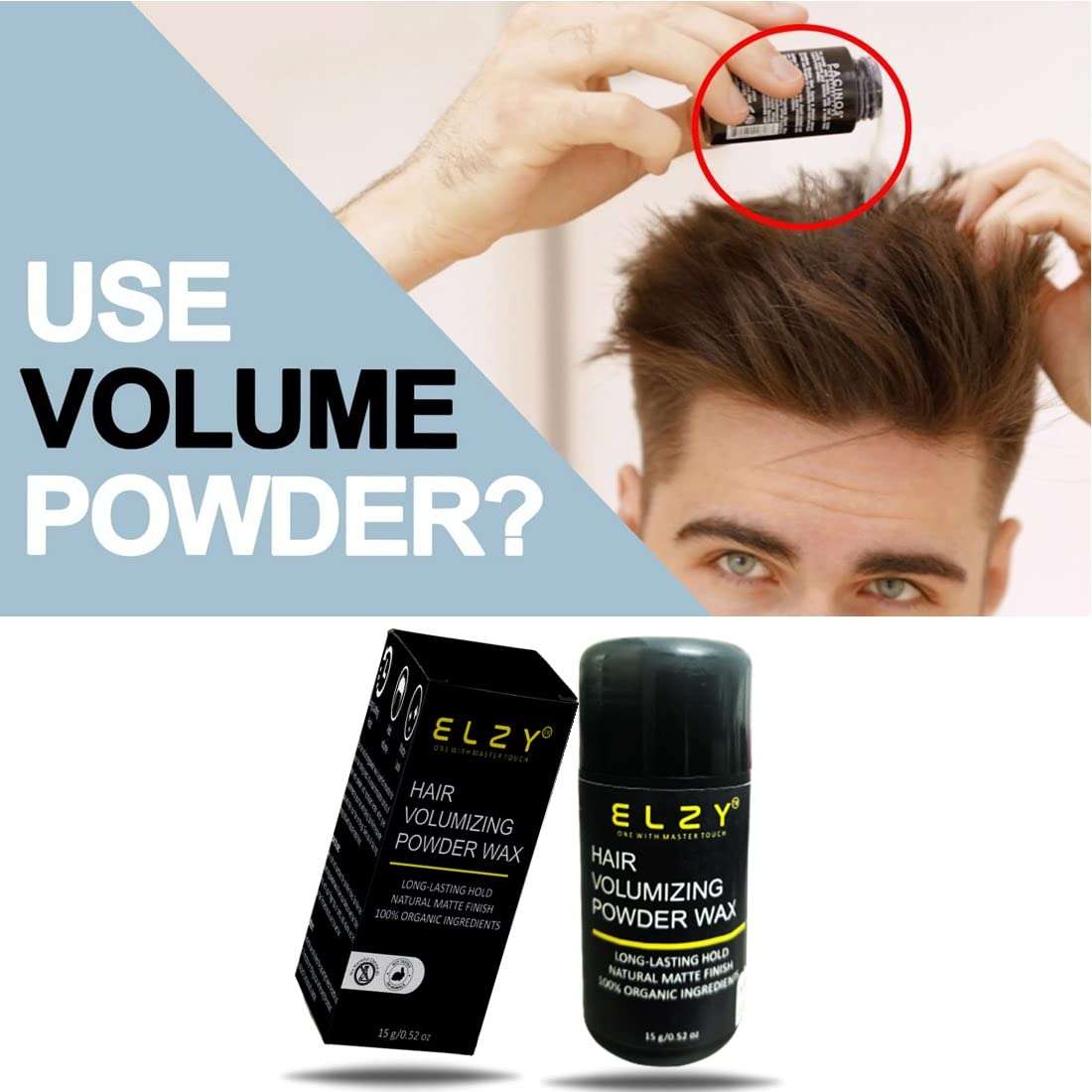 ELZY Hair Volumizing Powder Wax for Men | Matte Finish | 24 hrs Strong Hold | 100% Natural & Safe Hair Styling Powder | Paraben & Sulphate Free 4