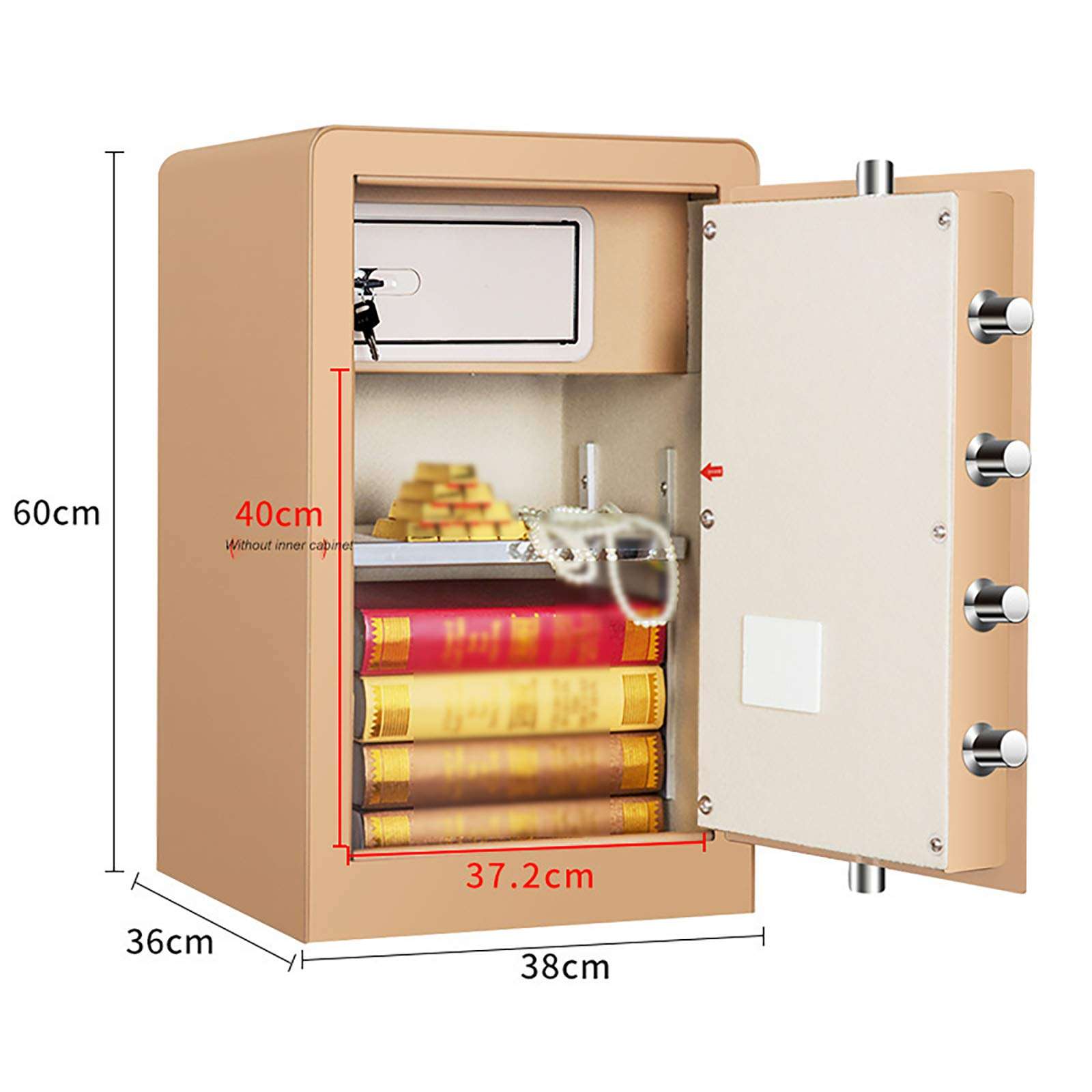 HUJPI Safe 2.9 Cubic Feet, Steel Security Electronic Lock Box with Alarm with Keys Security Home Safe with Digital Keypad Wall or Cabinet Anchoring Design for Home/Company Office,Silver_60cm 2