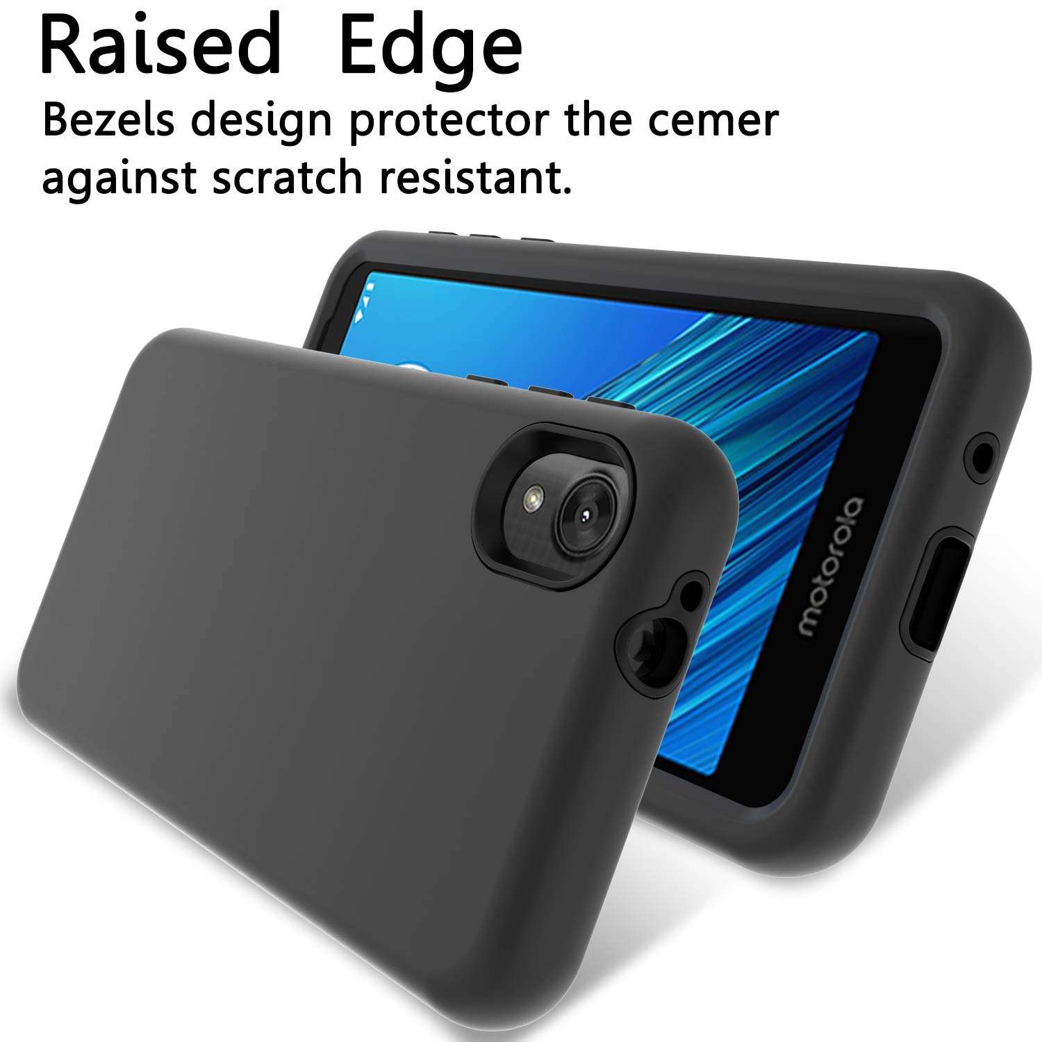 Moto E6 Phone Case, Motorola E6 Phone Case, Moto XT2005DL Case, Three Layers TPU Bumper and PC Armor Hard Protective Phone Cover for Moro E 6th Gen 5.5 2019 (Black) 2