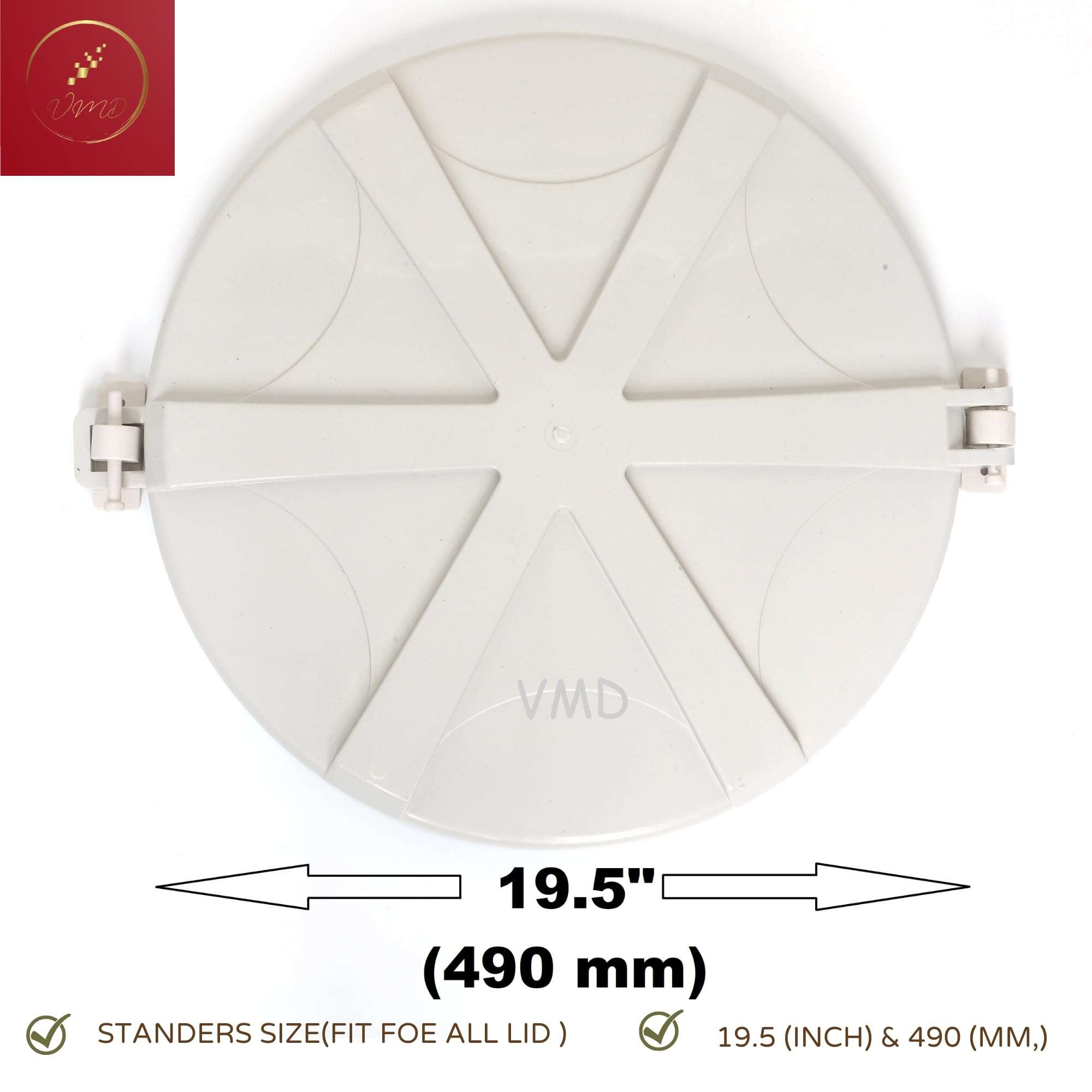 VMD, All In One WHITE Water tank lid (19.5") Hinge Type, virgine, Pure Unbreakable, Durable, for 500/750/1000/1500/2000 ltr. tank (PACK OF 2) 4