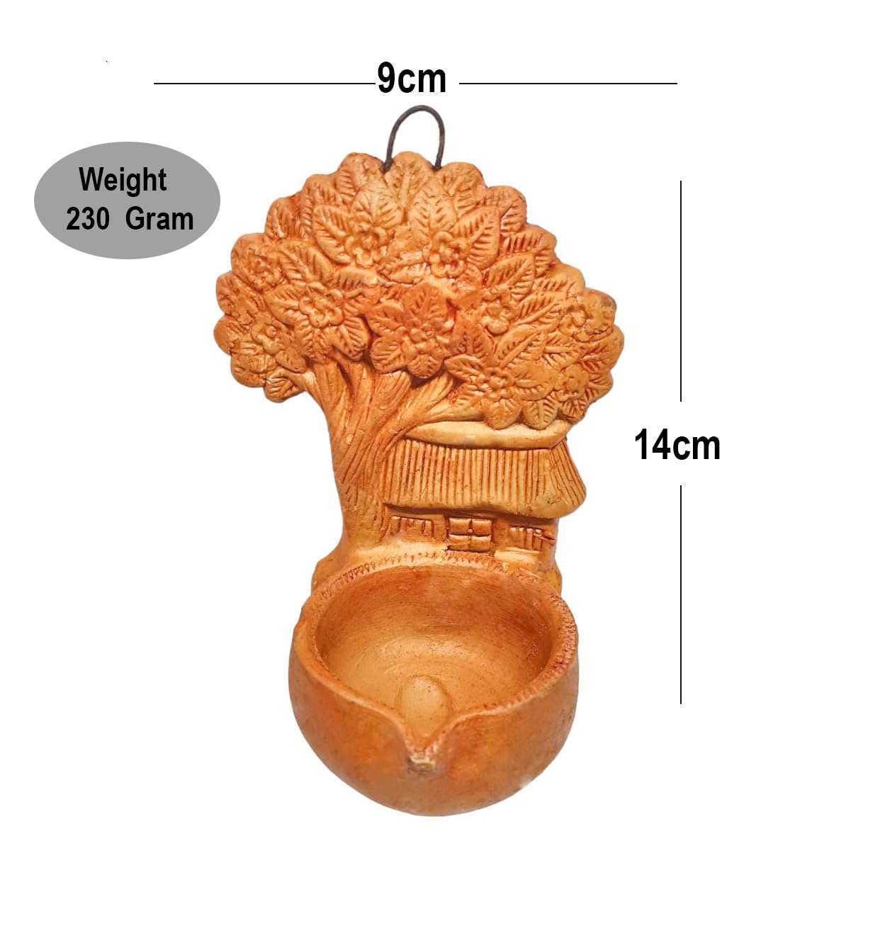 Home Tree Clay Lamp Hanging Diya - Handmade Craft - Terracotta Lamp Idols (9x14cm) 3