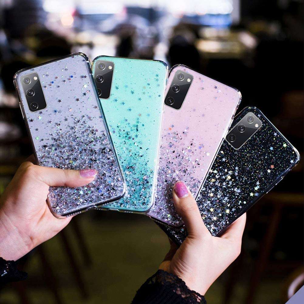 Case for Galaxy S20 FE 5G Glitter Case Girls Women Sparkly Shiny Glitter Bling Slim Soft Silicone Clear TPU Rubber Gel Skin Bumper Non-Slip Shockproof Phone Case Cover for Galaxy S20 FE 5G Case,Pink 3