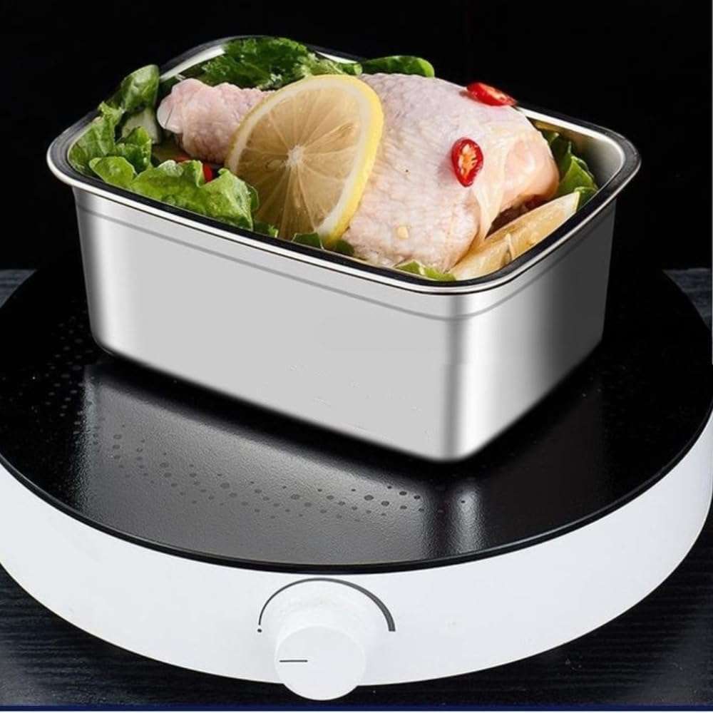 Marve Fridge Storage Box 316 Stainless Steel Food Storage Containers | Food Grade, Leakproof Kitchen Organizer | Freshness Locking, Microwavable & Freezer Safe, Silver With Lid (1500 Ml 3 Pcs) 5