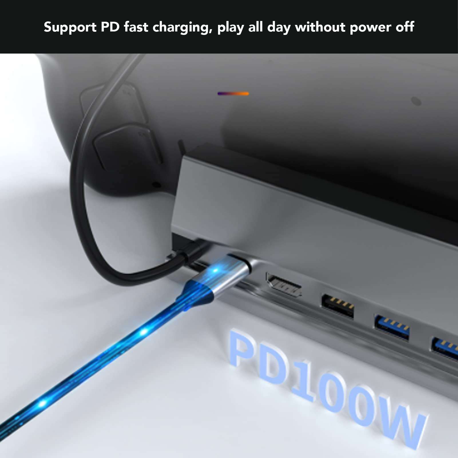 7 in 1 Docking Station with PD, 4K HD Multimedia Interface, USB3.0, USB C, RJ45. Fast Charging for OS X, (Grey) 5