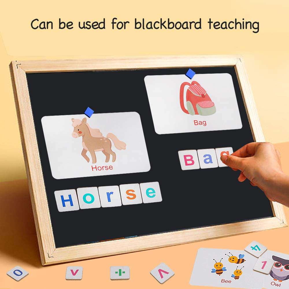 JCREN Magnetic Letters and Numbers Toys, Wooden Alphabet ABC 123 Magnets Flash Cards Refrigerator Kids Uppercase Lowercase Math Symbols for Fridge for 3 4 5 Year Old Preschool Kid 6