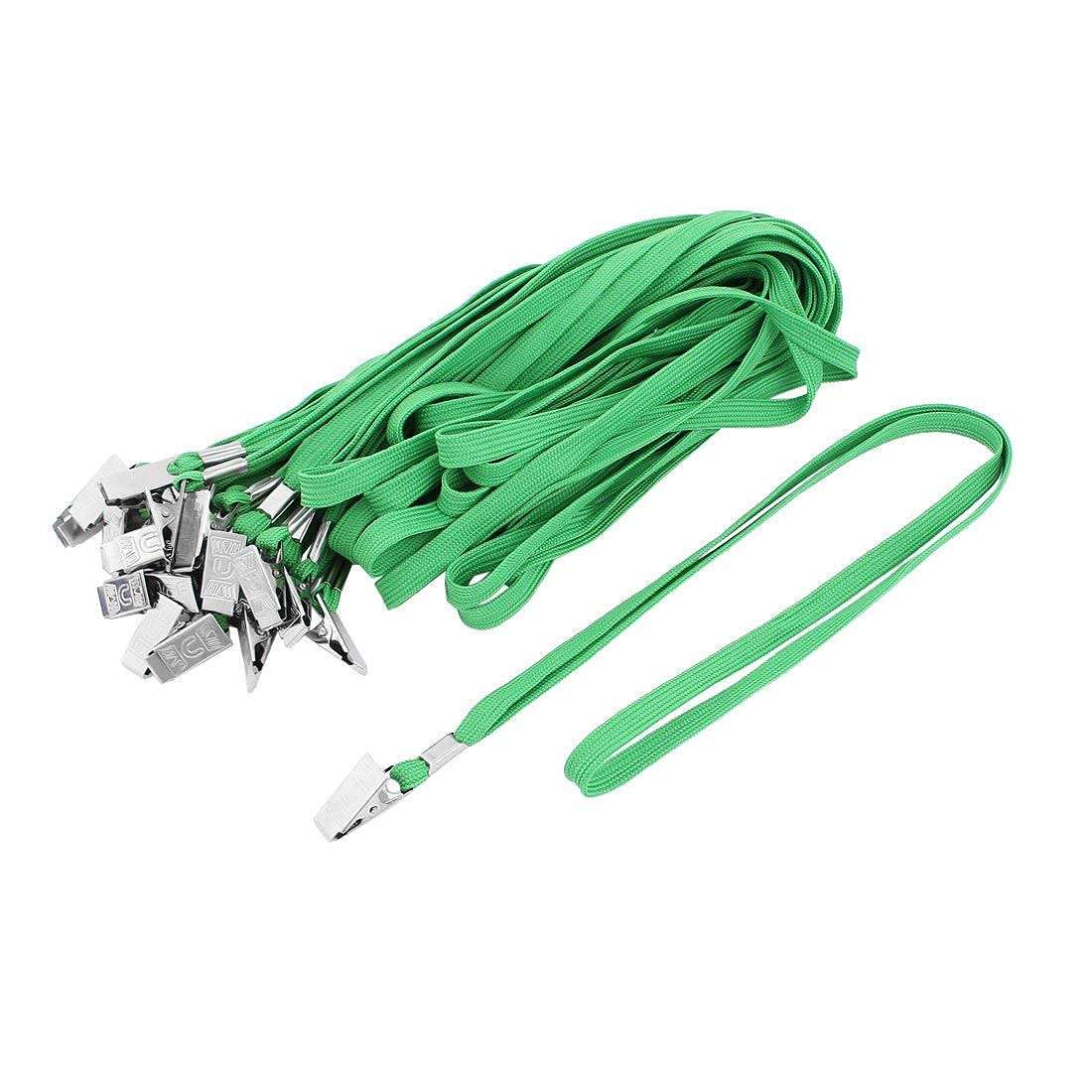 Ubersweet® Imported ID Badge Holder Bulldog Clip Flat Neck Strap Lanyard 22Pcs Green