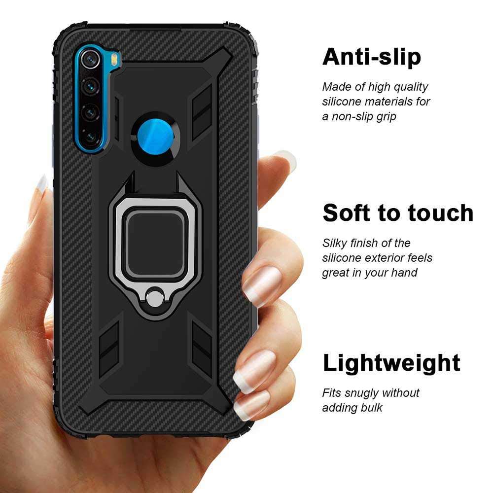 YISHIFD TANGDIAABBCC VICEANICS for Xiaomi Redmi 9A case with Tempered Glass Screen Protector, Soft TPU Armor Case Cover Reforced Cornors with Magnetic Finger Ring Holder Kickstand, Blue 5