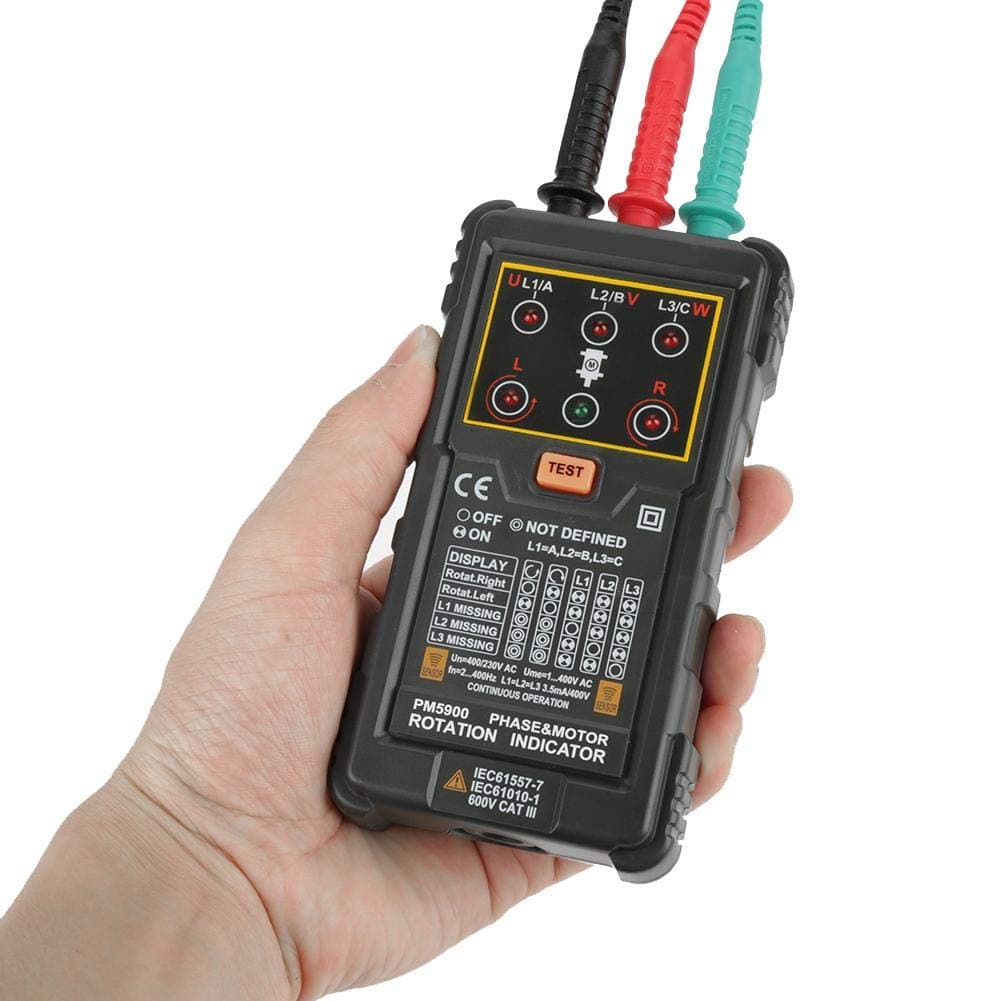 Oumefar Three Phase Motor Rotation Indicator, Sequence Tester, Handheld, 400V AC, 2-400Hz, 3.5mA, No Batteries Included 4