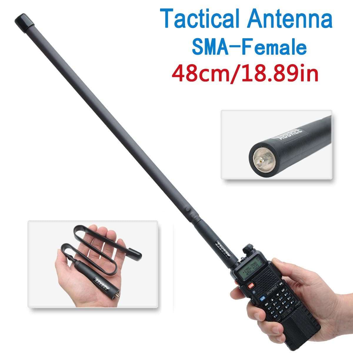 ABBREE SMA-Female Ham Radio Antenna VHF/UHF 18.8-inch 144/430MHz High Gain Foldable CS Tactical Antenna for Baofeng UV-5R BF-F8HP Pro 5RM K5PLUS GM21 AR-152 Quansheng K6 UVK5(8) Radio Accessories 2