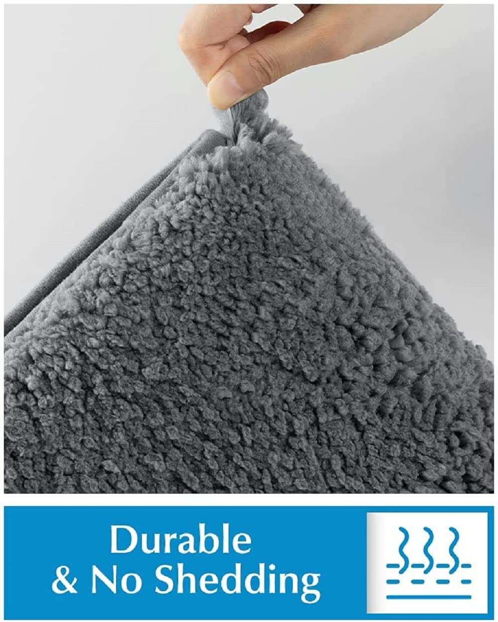 VMPS | Soft Bathroom Rugs Non-Slip Absorbent Kitchen Mats, Shaggy Microfiber Runner Rugs Rubber Backing Doormat 40x60 cm Pack of 1 Grey 6