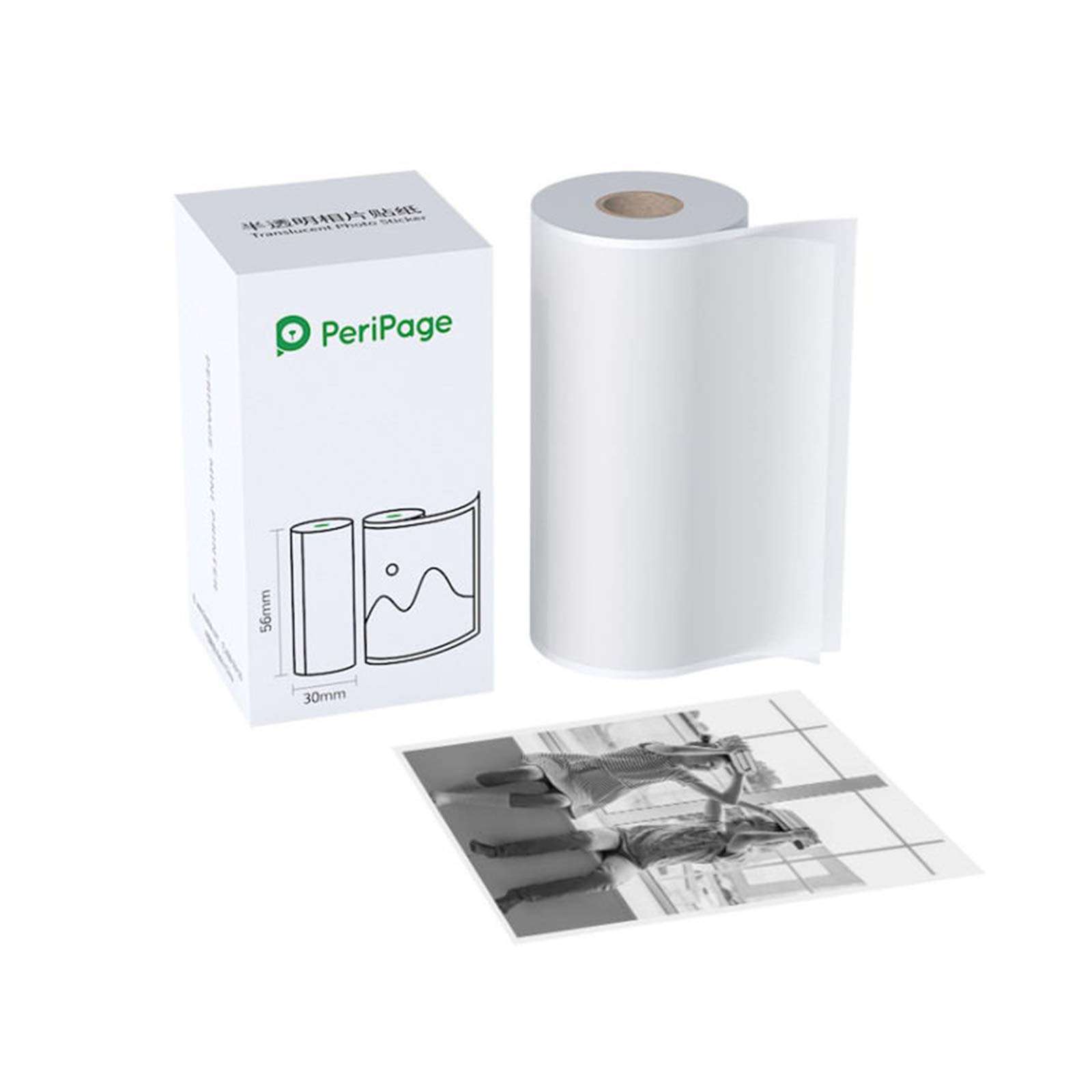 Semi-Transparent Thermal Paper,PeriPage Translucent Photo Sticker BPA-Free Adhesive Thermal Sticker Paper Roll Sticky Paper Waterproof for PeriPage A6/A8/A9 Series Mini BT Thermal Mobile Printer 1